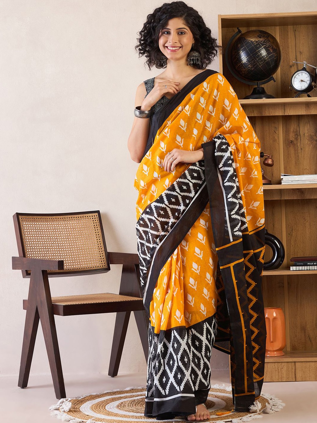 

Anouk Rustic Bagh Ready to Wear Bagh Saree, Yellow