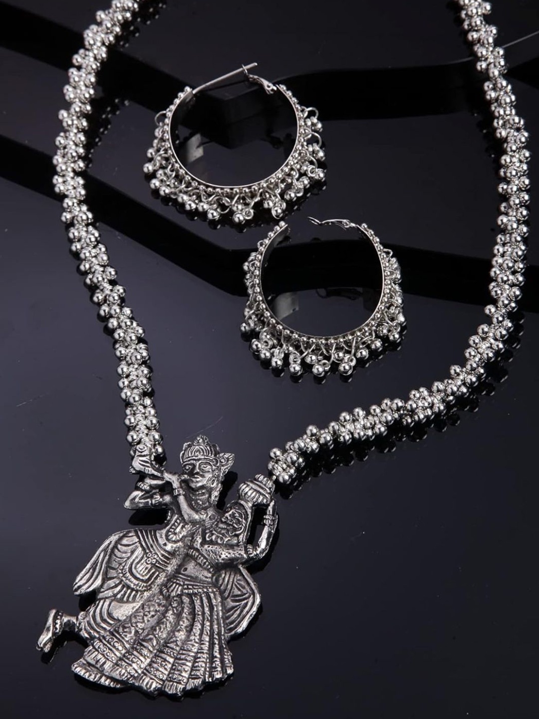 

OPLERA SPARK German Silver Silver-Plated Radha Krishna Jewellery Set