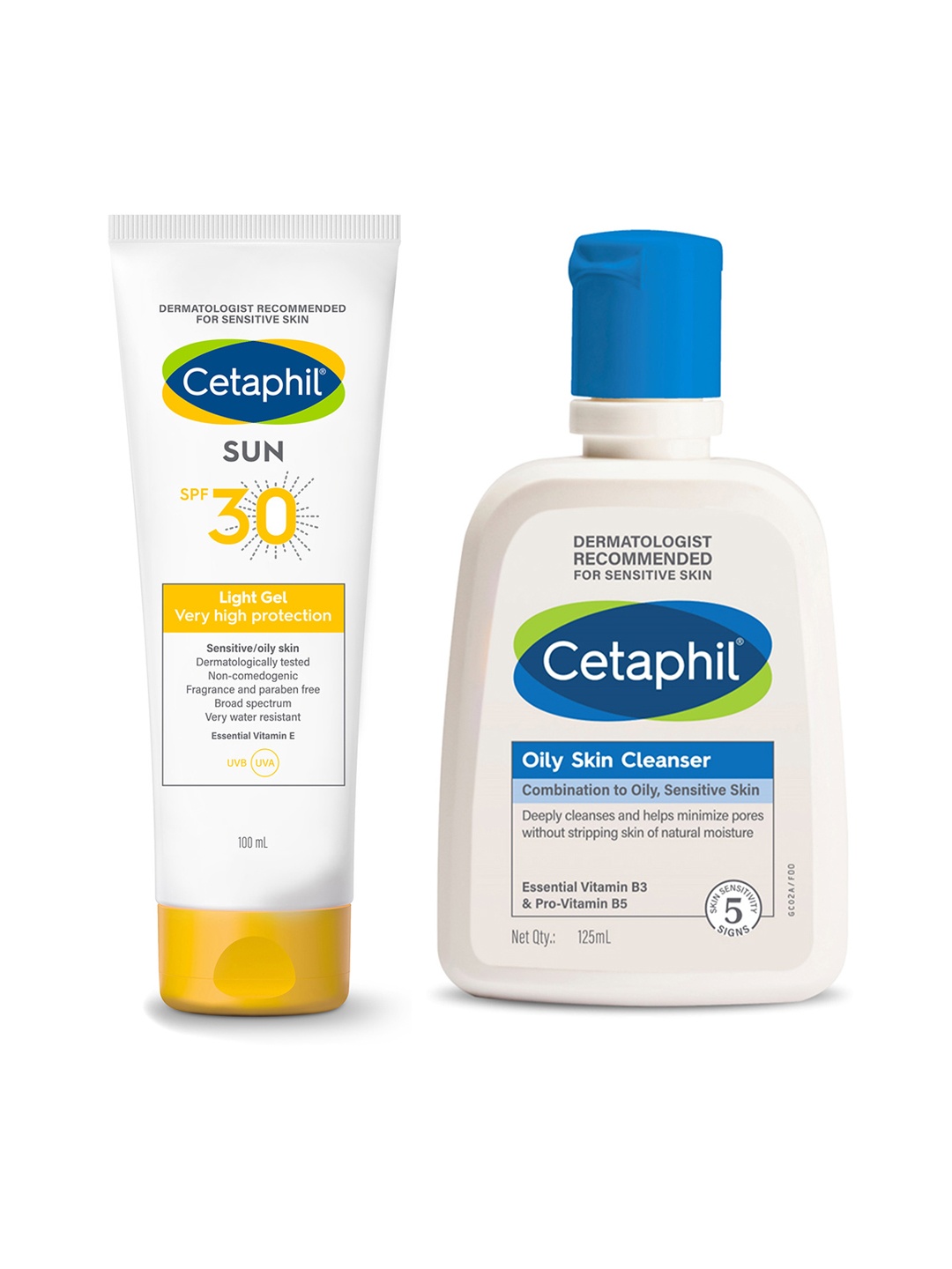 

Cetaphil Set of Sun SPF30 Sunscreen Gel 100ml & Oily Skin Cleanser 125ml, White