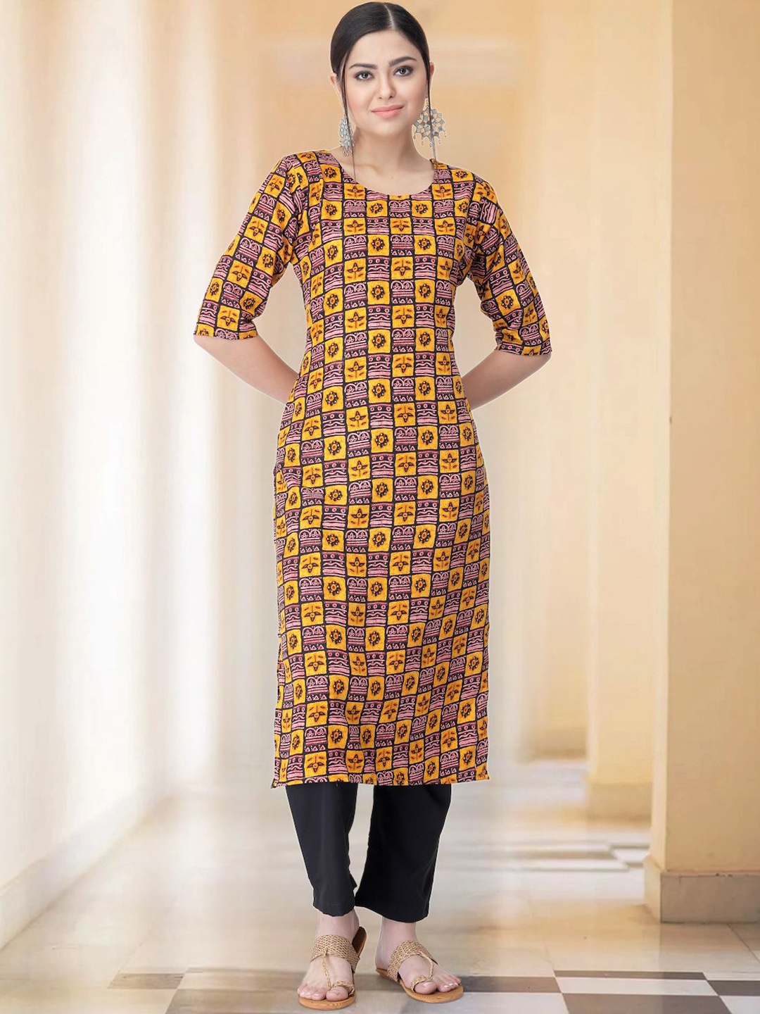 

Moda Rapido Geometric Printed Straight Kurta with Trousers, Purple