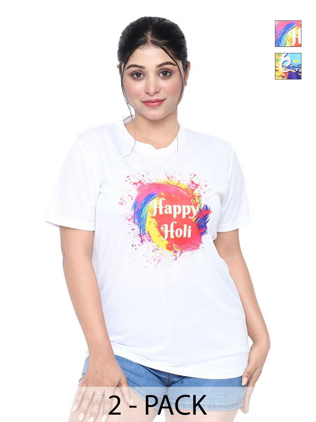 

RAPL Women 2 Printed Applique T-shirt, White