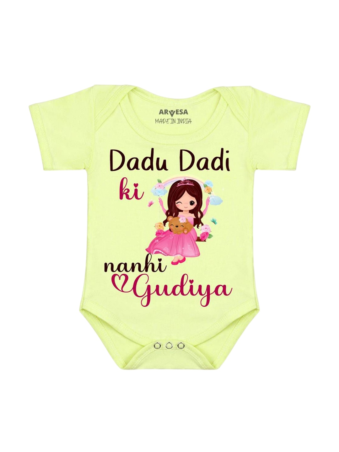 

Arvesa Kids Dada Dadi Ki Nani Gudiya Printed Romper, Yellow