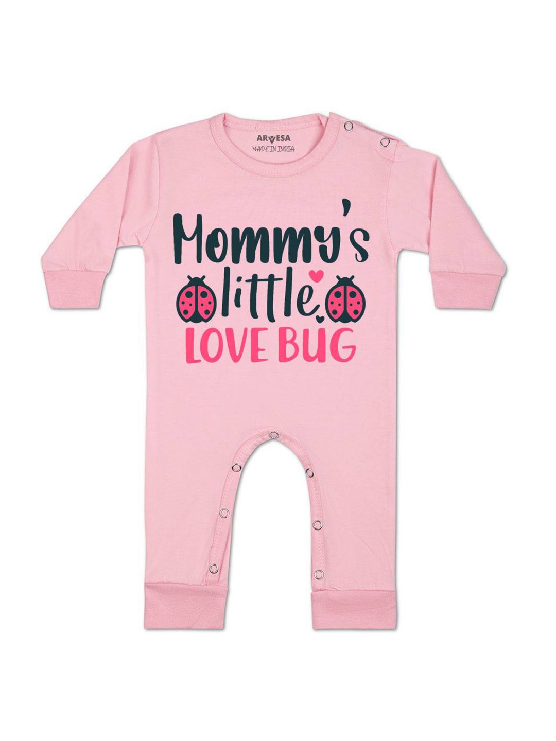 

Arvesa Kids Mommy Little Love Bug Printed Baby Romper, Pink