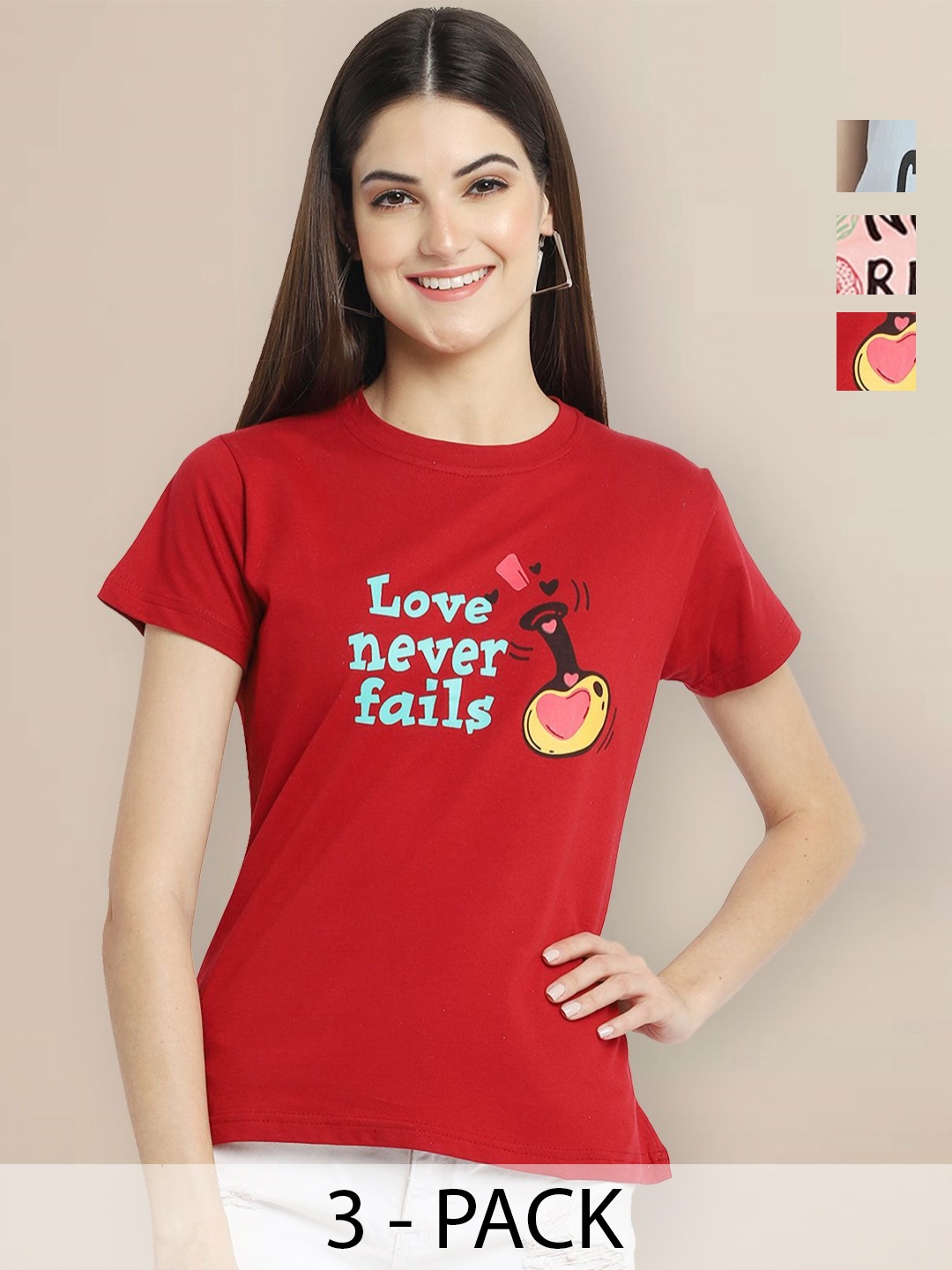 

Metronaut Women Typography 3 Printed Applique T-shirt, Multi