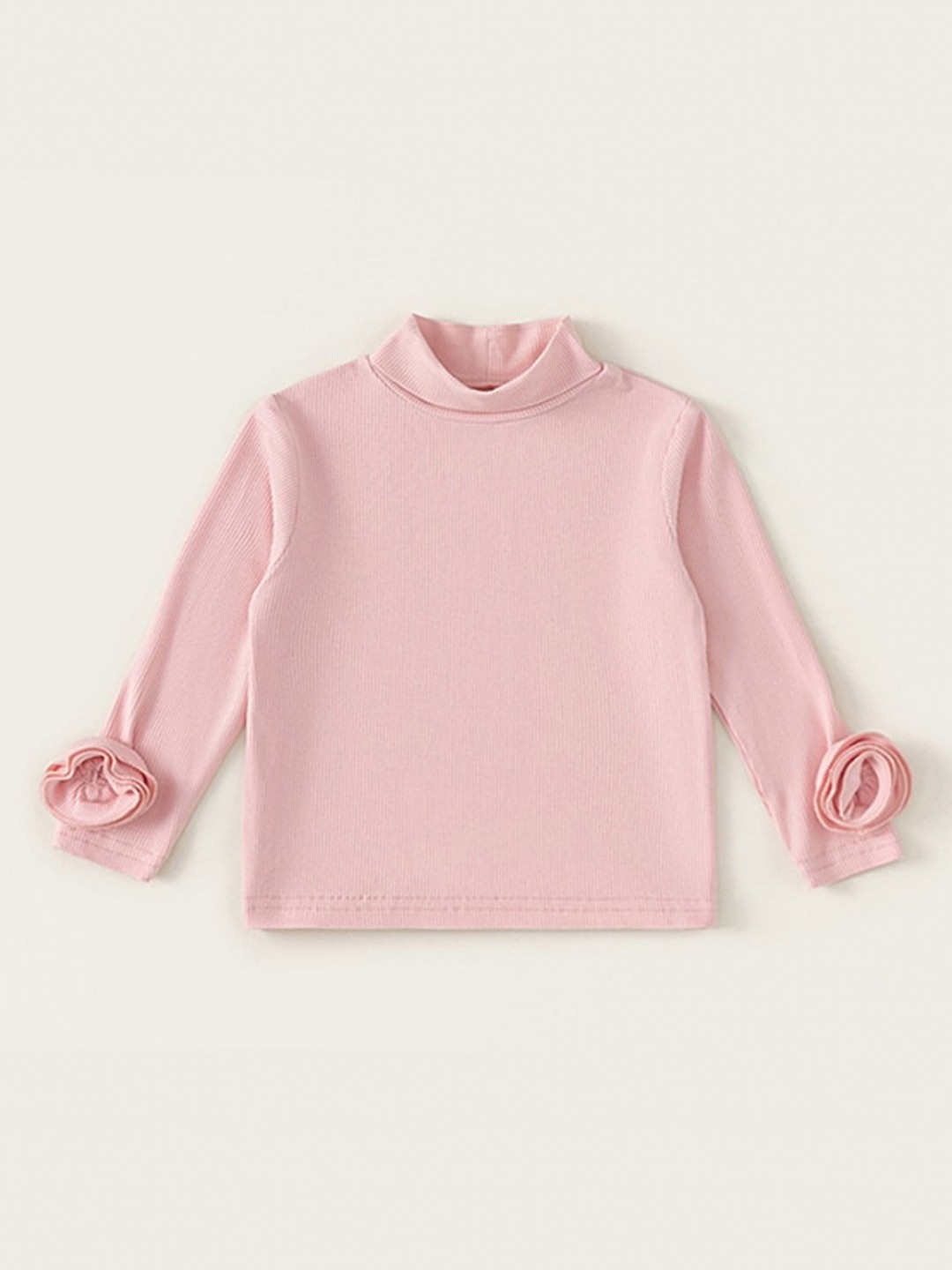 

LULU & SKY Girls Solid High Neck Viscose Rayon T-shirt, Peach