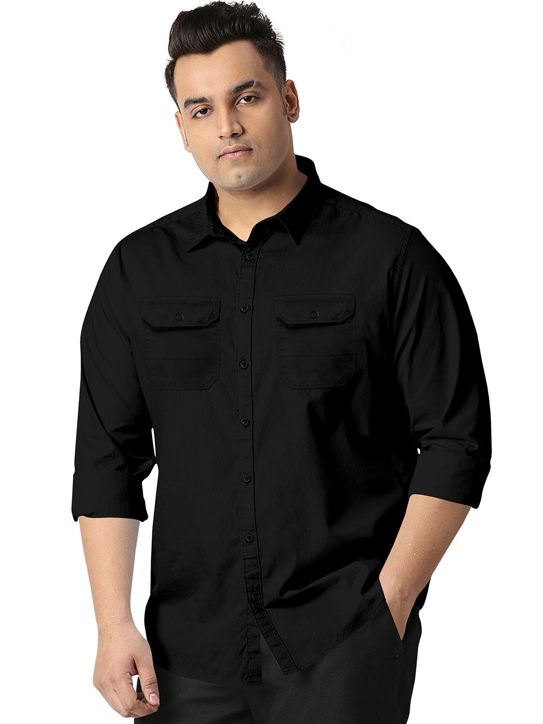 

Aloof Men Classic Opaque Casual Shirt, Black