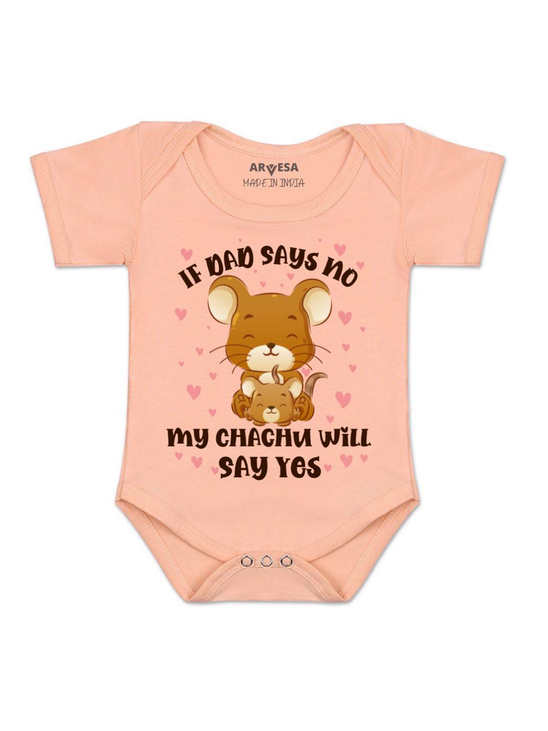 

Arvesa Infants Typography Printed Romper, Peach