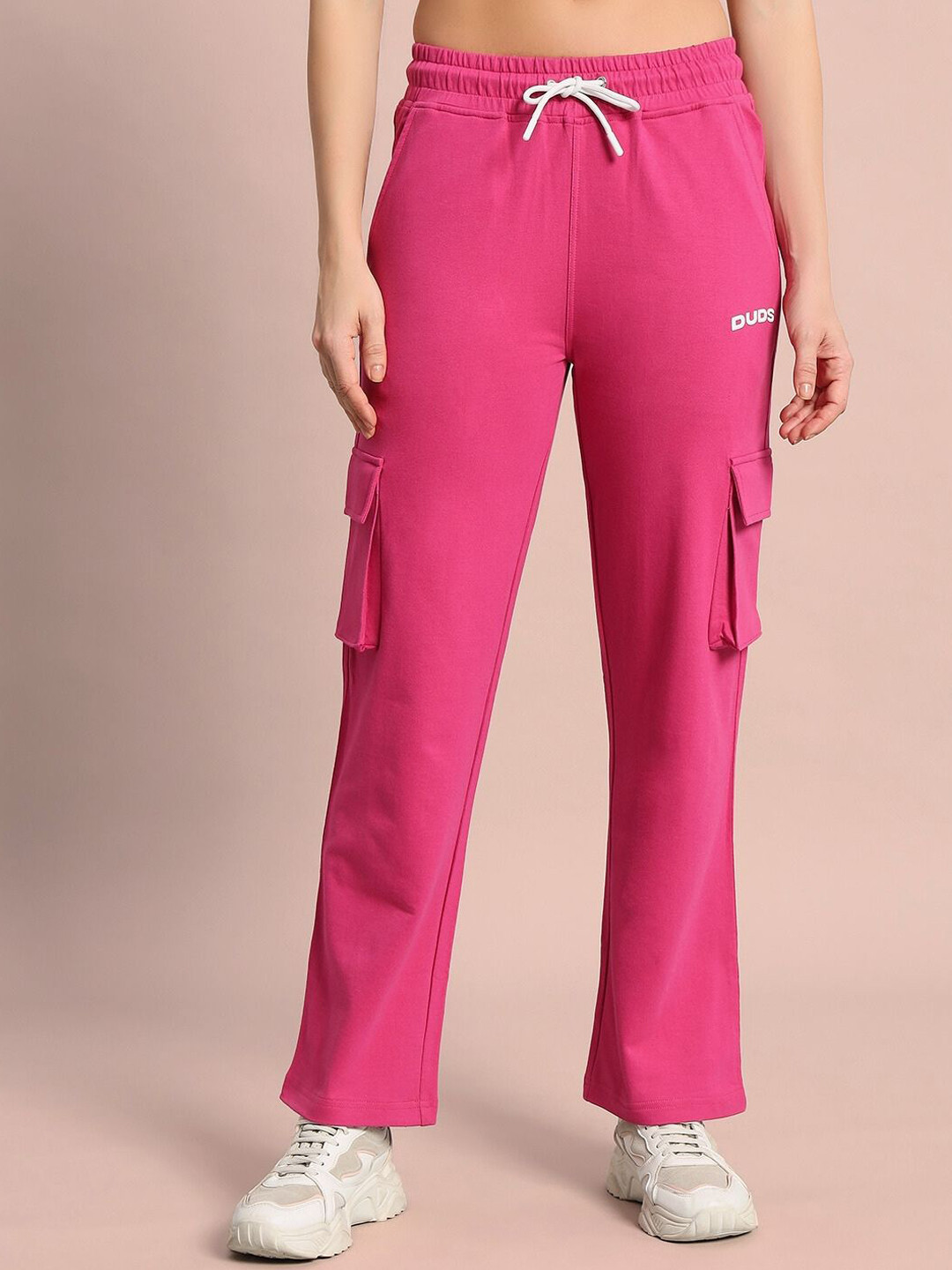 

WEARDUDS Women Mid Rise Cargo Track Pant, Pink