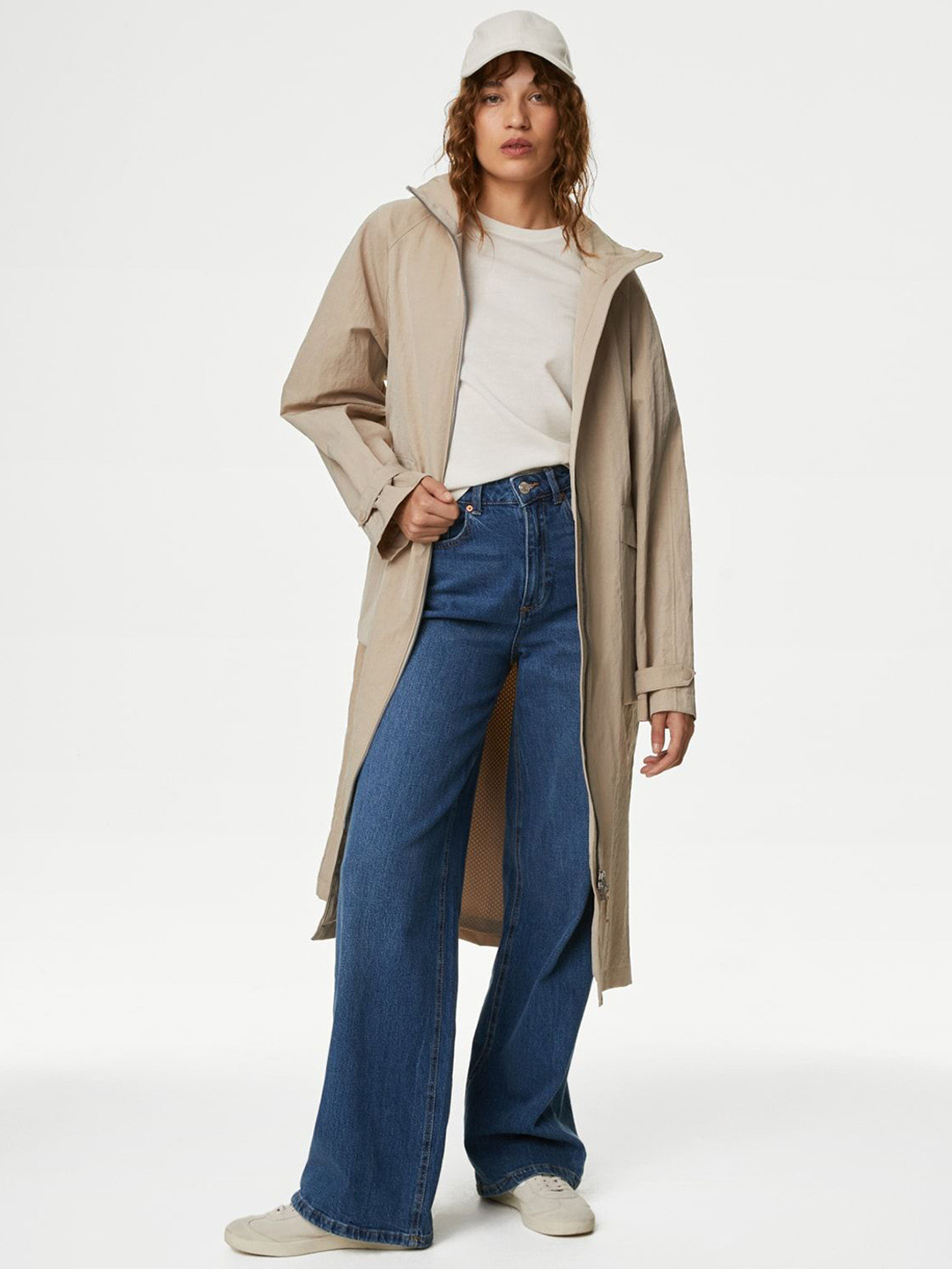 

Marks & Spencer Stormwear Funnel Neck Longline Raincoat, Beige