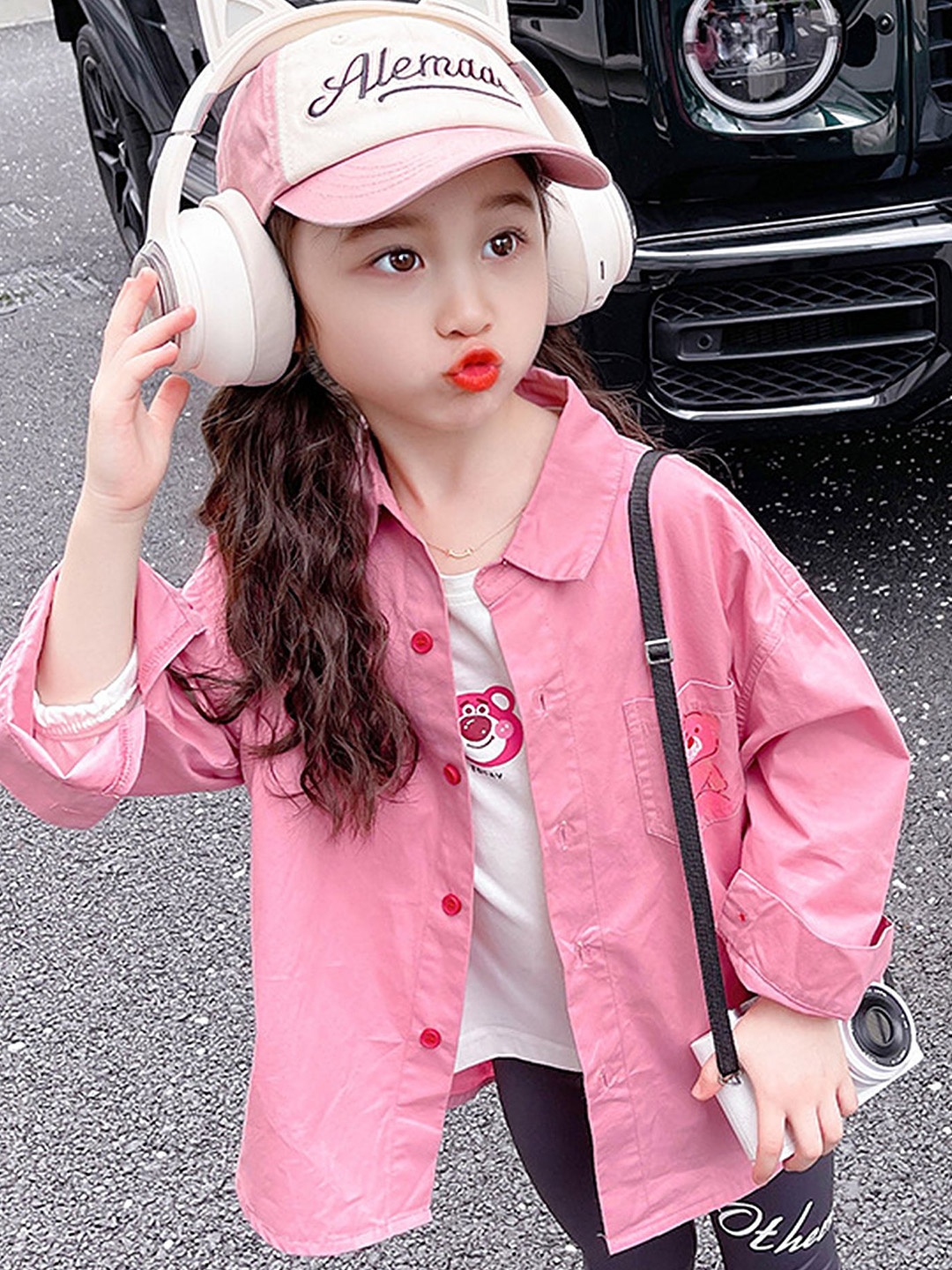 

LULU & SKY Girls Opaque Casual Shirt, Pink