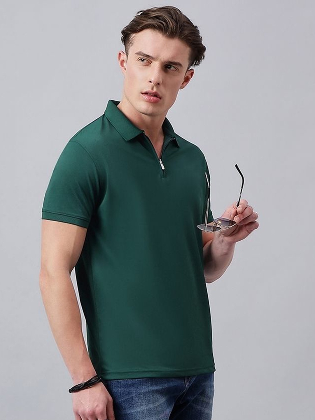 

98 Degree North Men Polo Collar T-shirt, Green