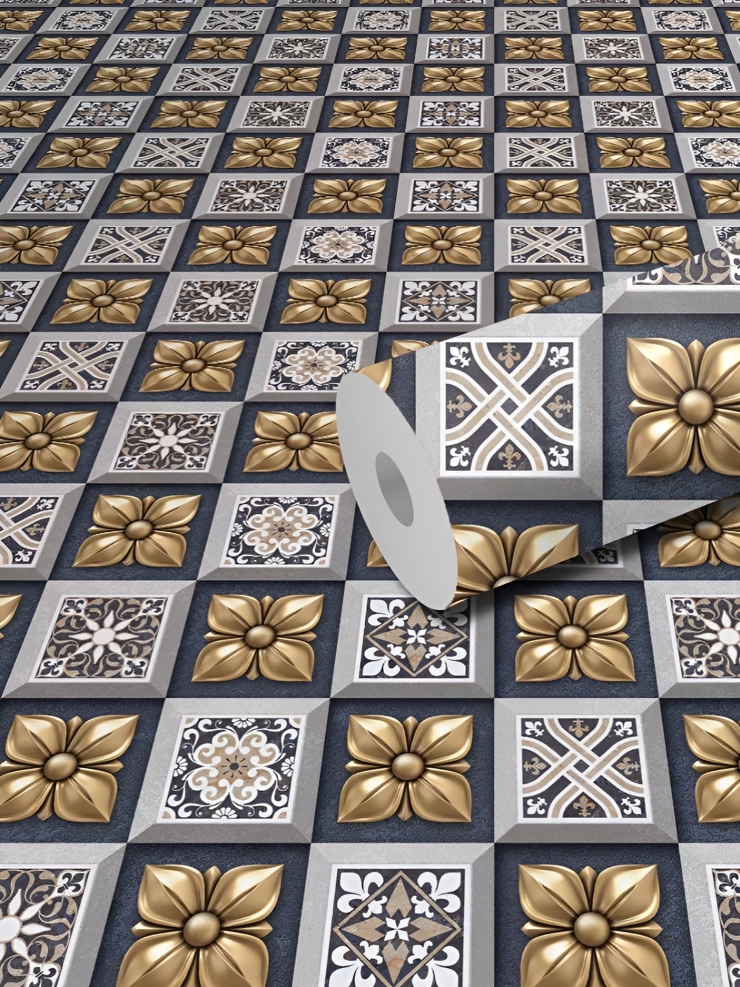 

WallDaddy Brown & Grey Floral Printed Self Adhesive Wallpaper