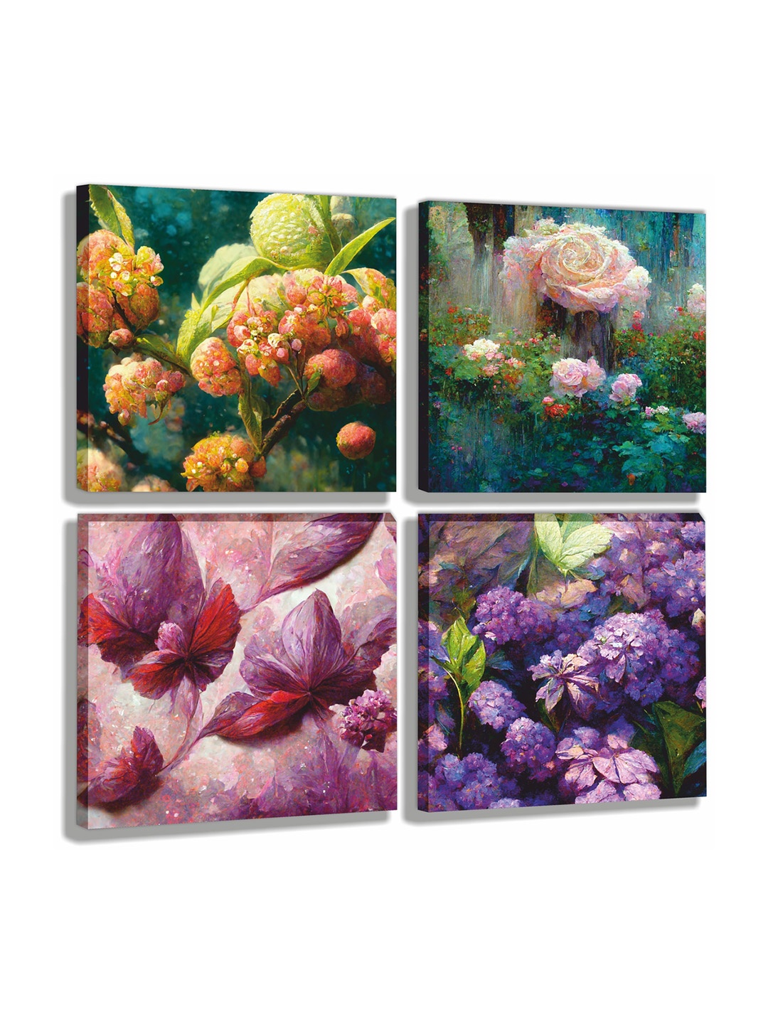 

CVANU Purple& Green 4-Pcs Floral &Botanical Canvas Wall Paintings