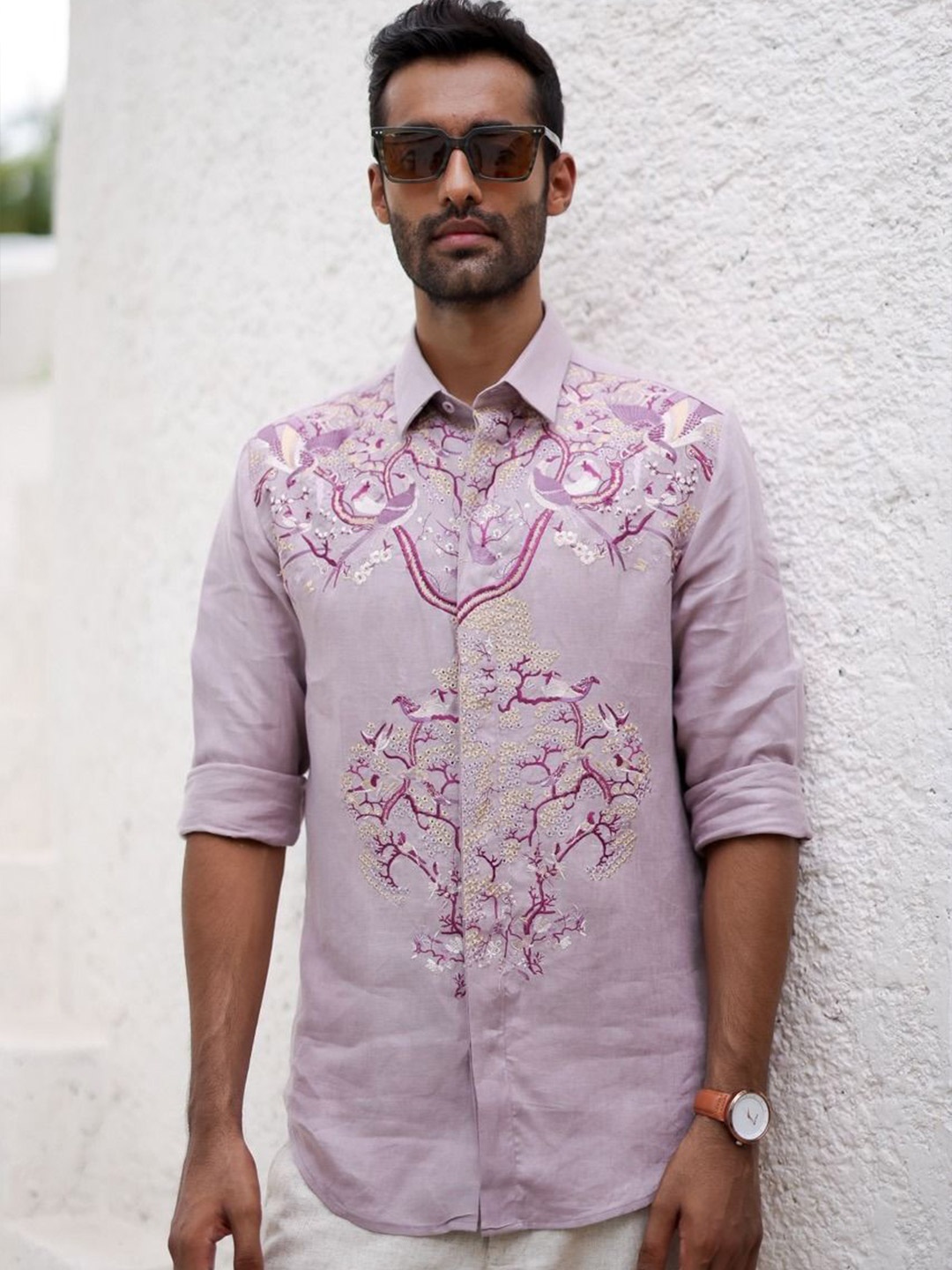 

ASUKA Men Floral Opaque Printed Casual Shirt, Lavender