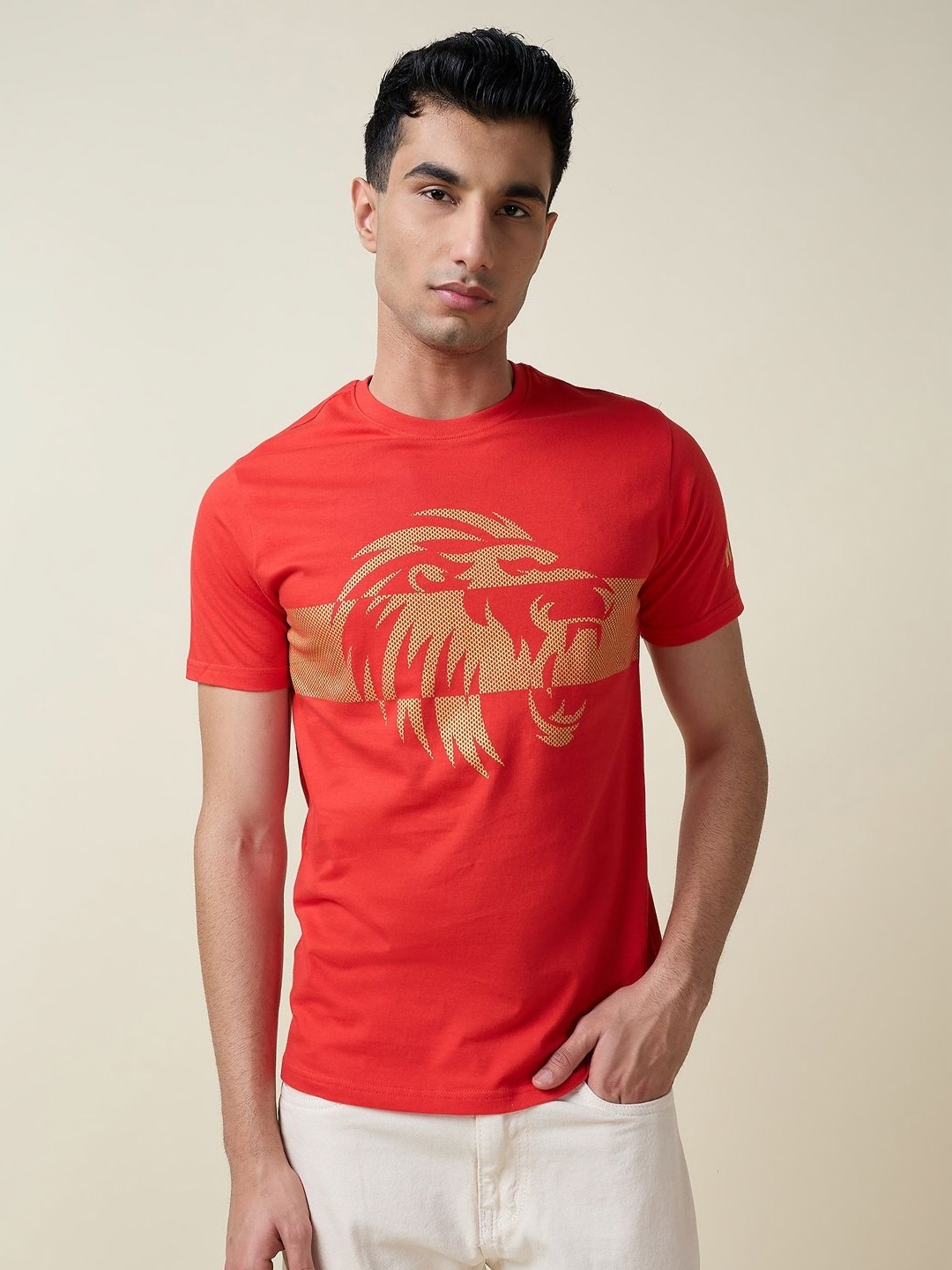 

FanCode Men Printed T-shirt, Red