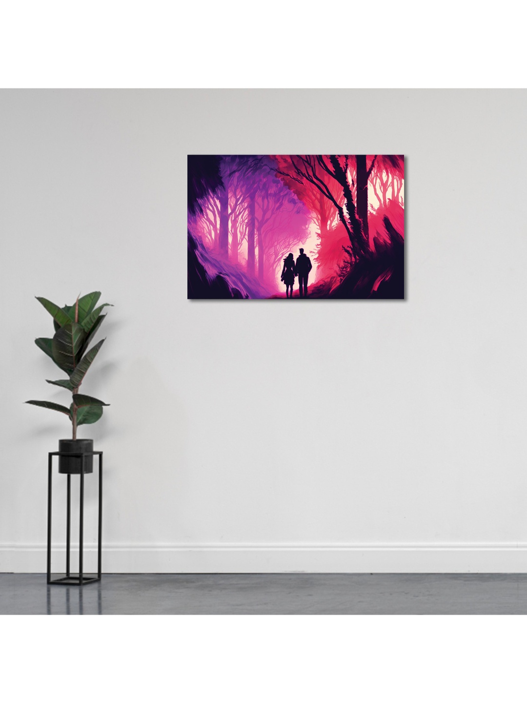 

CVANU Purple & Black Unframed Canvas Painting Wall Art
