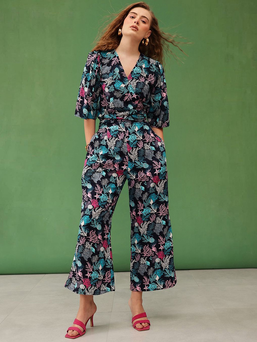 

BAESD Printed Top With Trousers Co-Ords, Blue