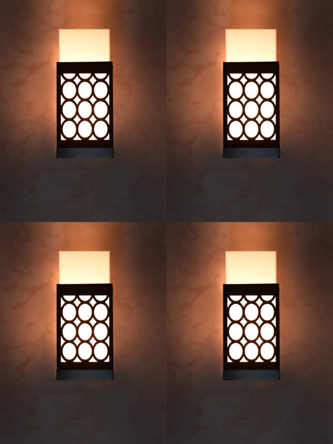 

Gojeeva Black & White 4 Pieces Textured Contemporary Wooden Rectangle Shaped Wall Lamp