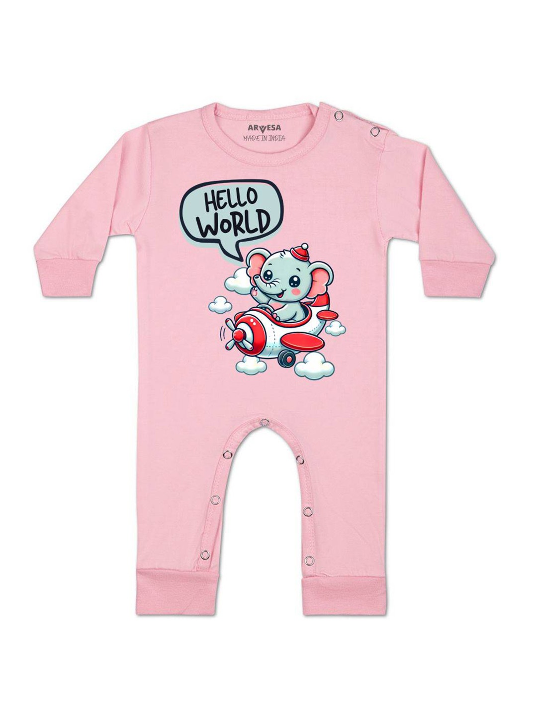 

Arvesa One Month Baby Boy Printed Baby Romper, Pink