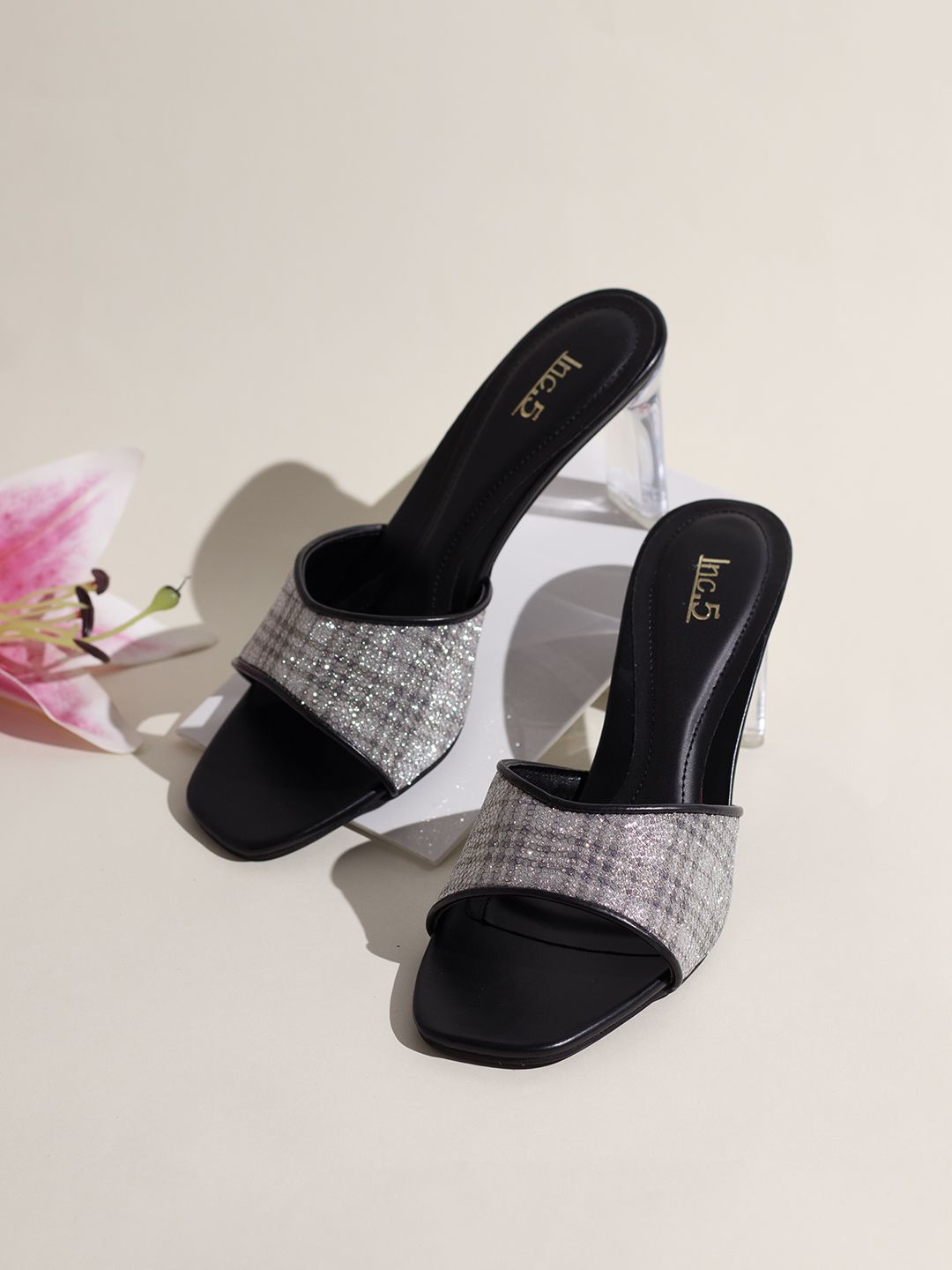 

Inc 5 Printed Party Block Sandals, Grey