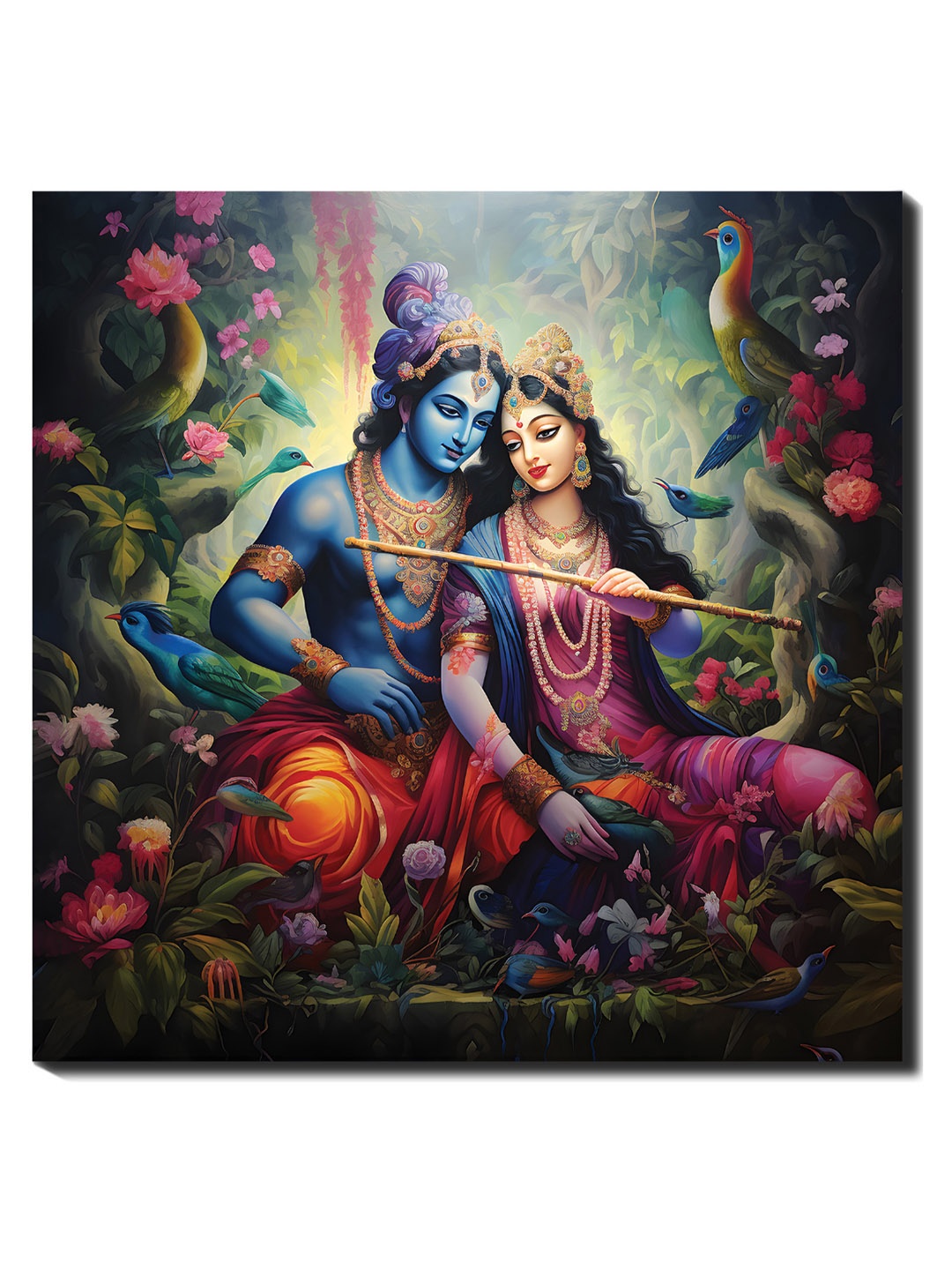 

CVANU Blue & Pink Canvas Religious Painting Wall Art