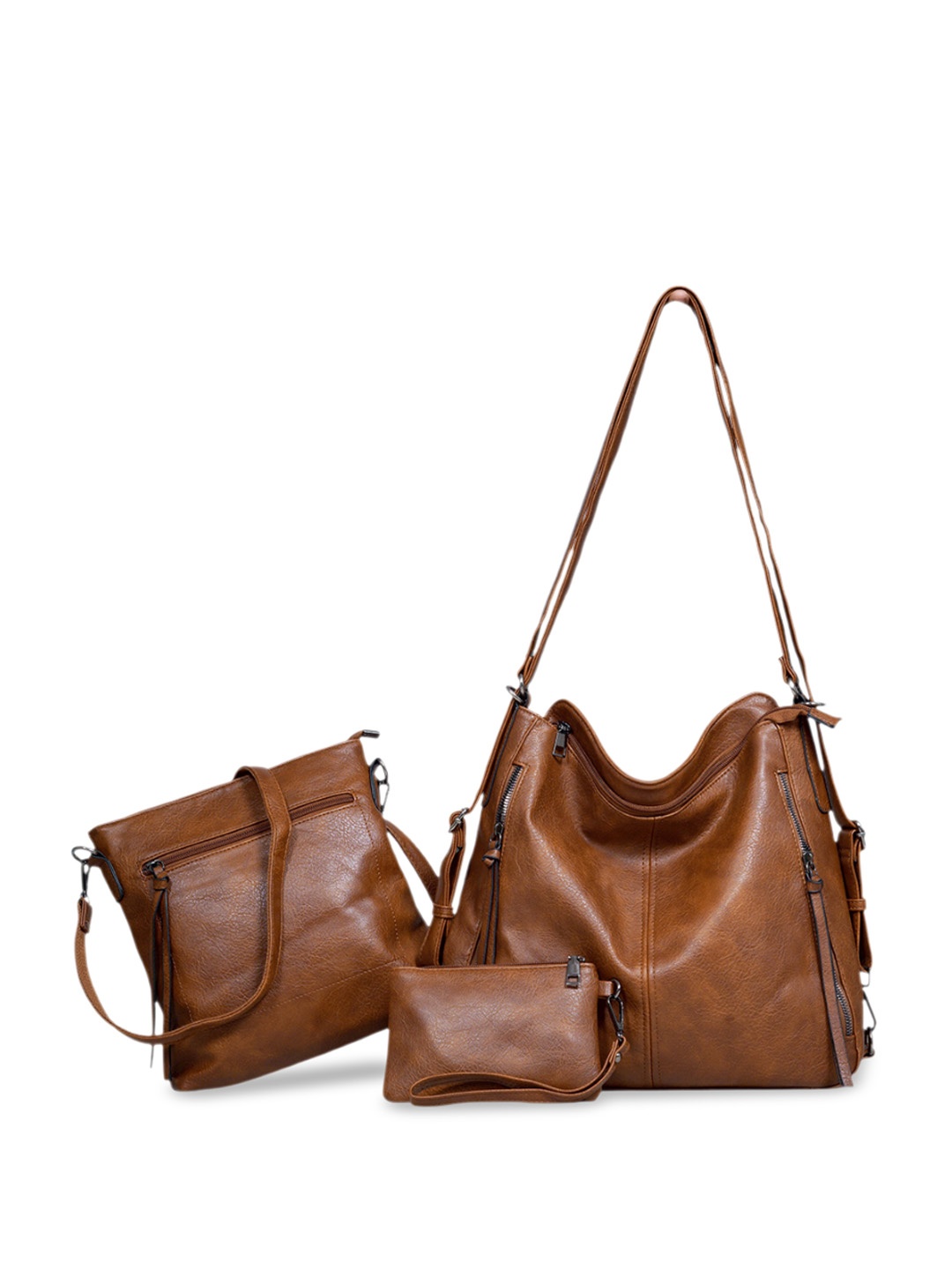 

ITALISH PU Shopper Shoulder Bag with Tasselled, Tan