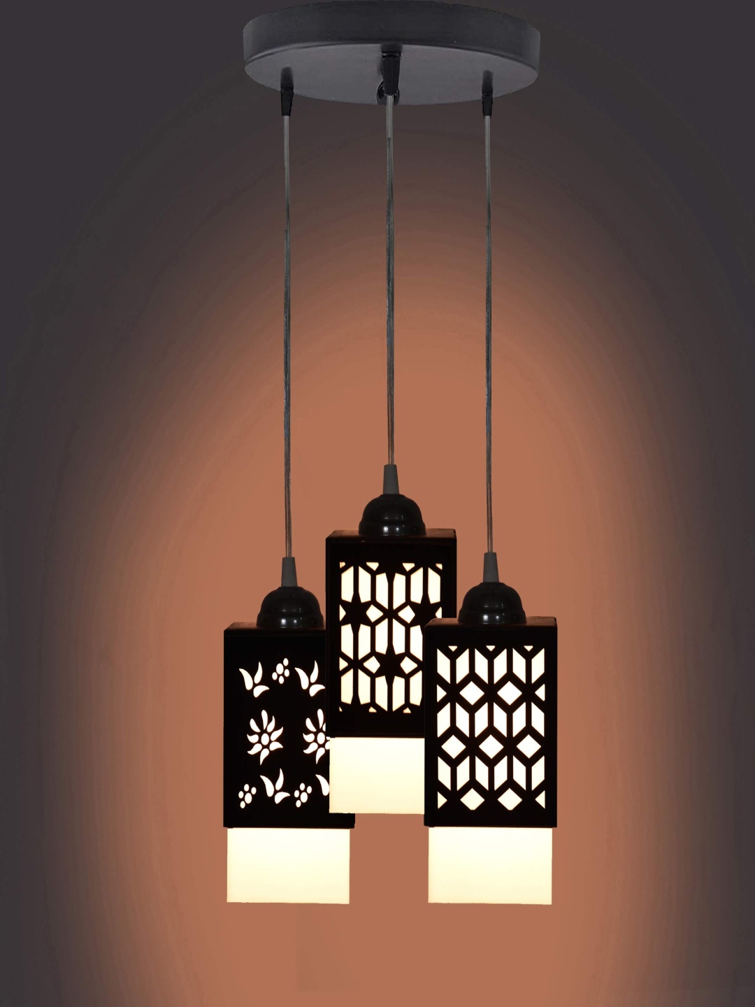 

Gojeeva Black & White Textured Wooden Square Shaped Wall Lamp