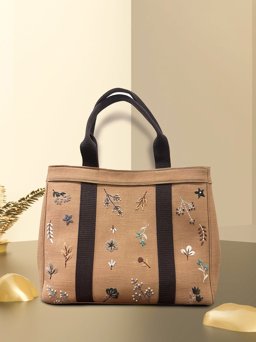 

Baarno Floral Textured Structured Tote Bag, Brown
