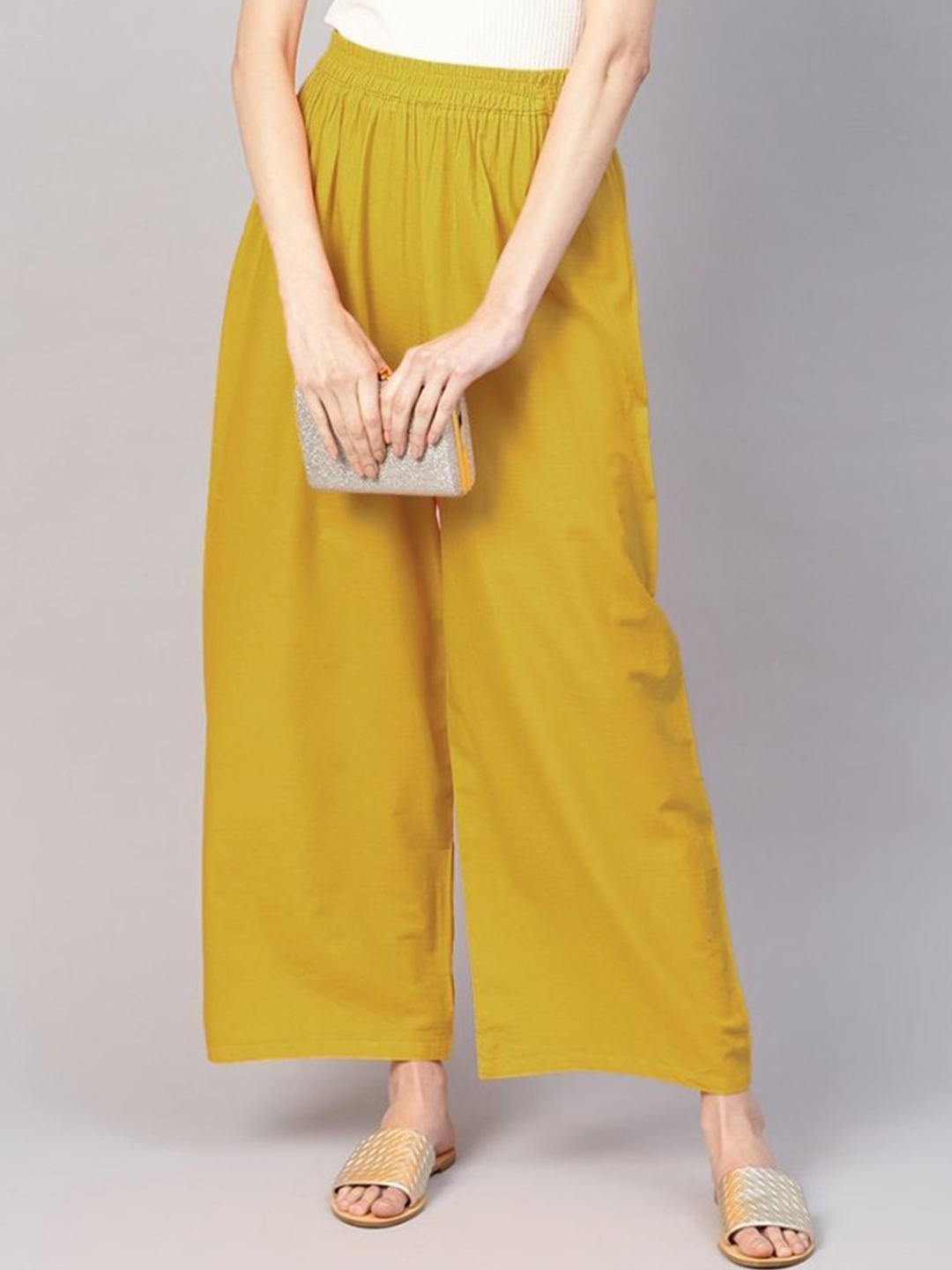 

GO GAZAB Women Ethnic Palazzos, Mustard