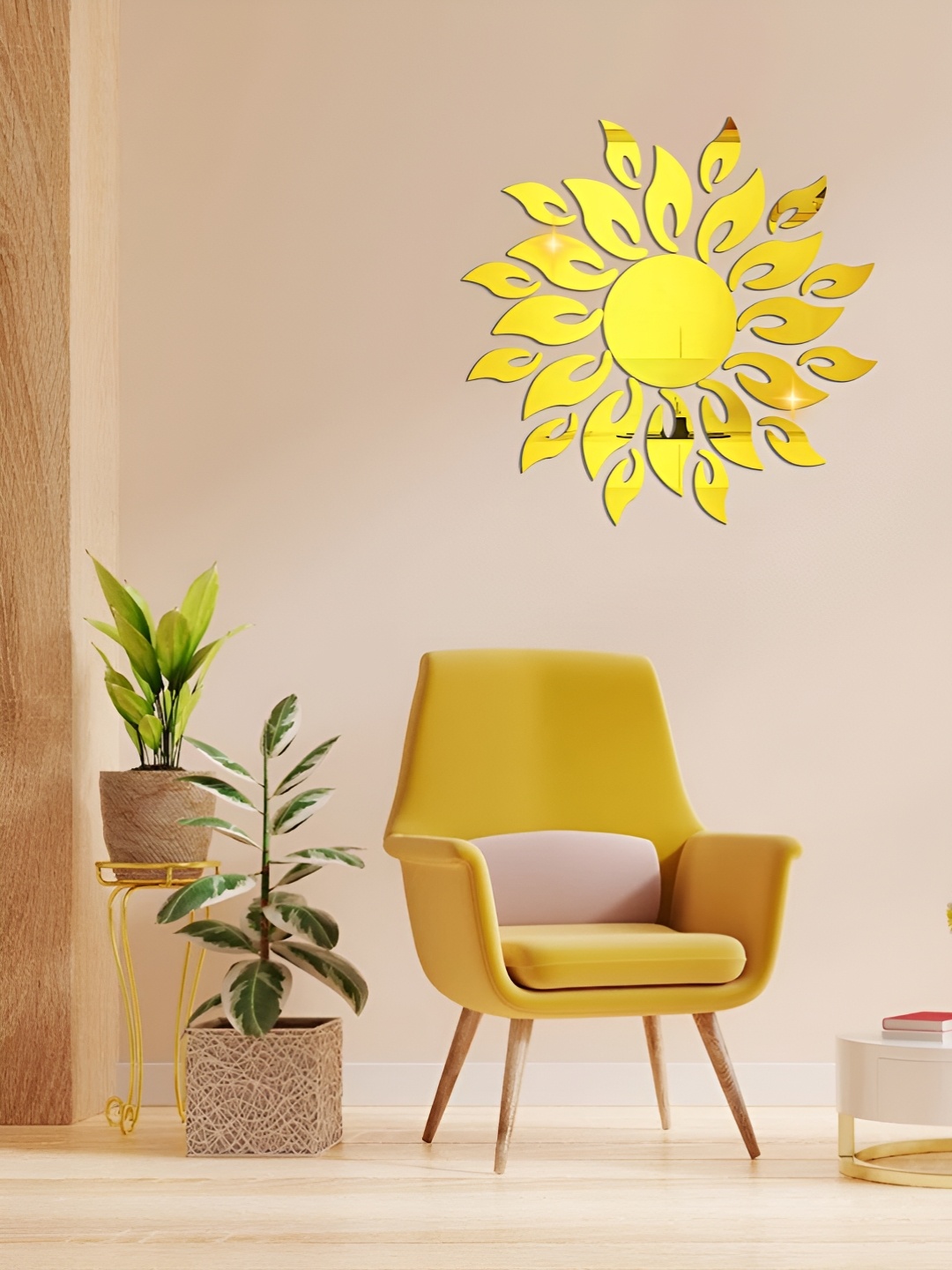 

WallDaddy Gold Toned Sun Mirror WallSticker