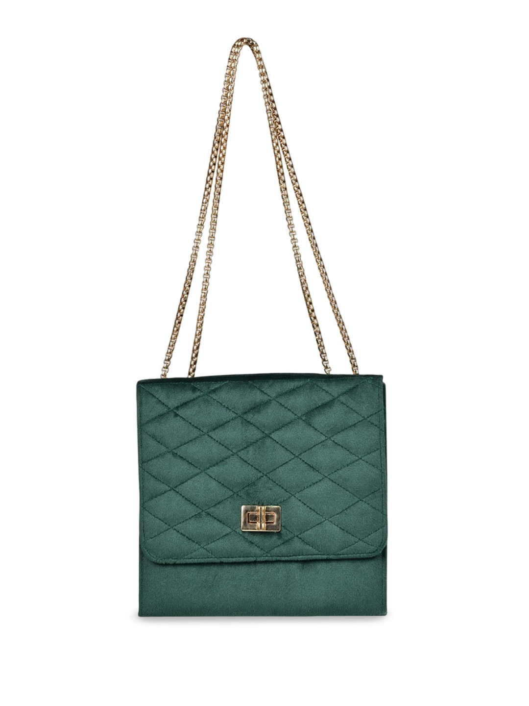 

MARKQUES Suede Structured Shoulder Bag with Quilted, Green