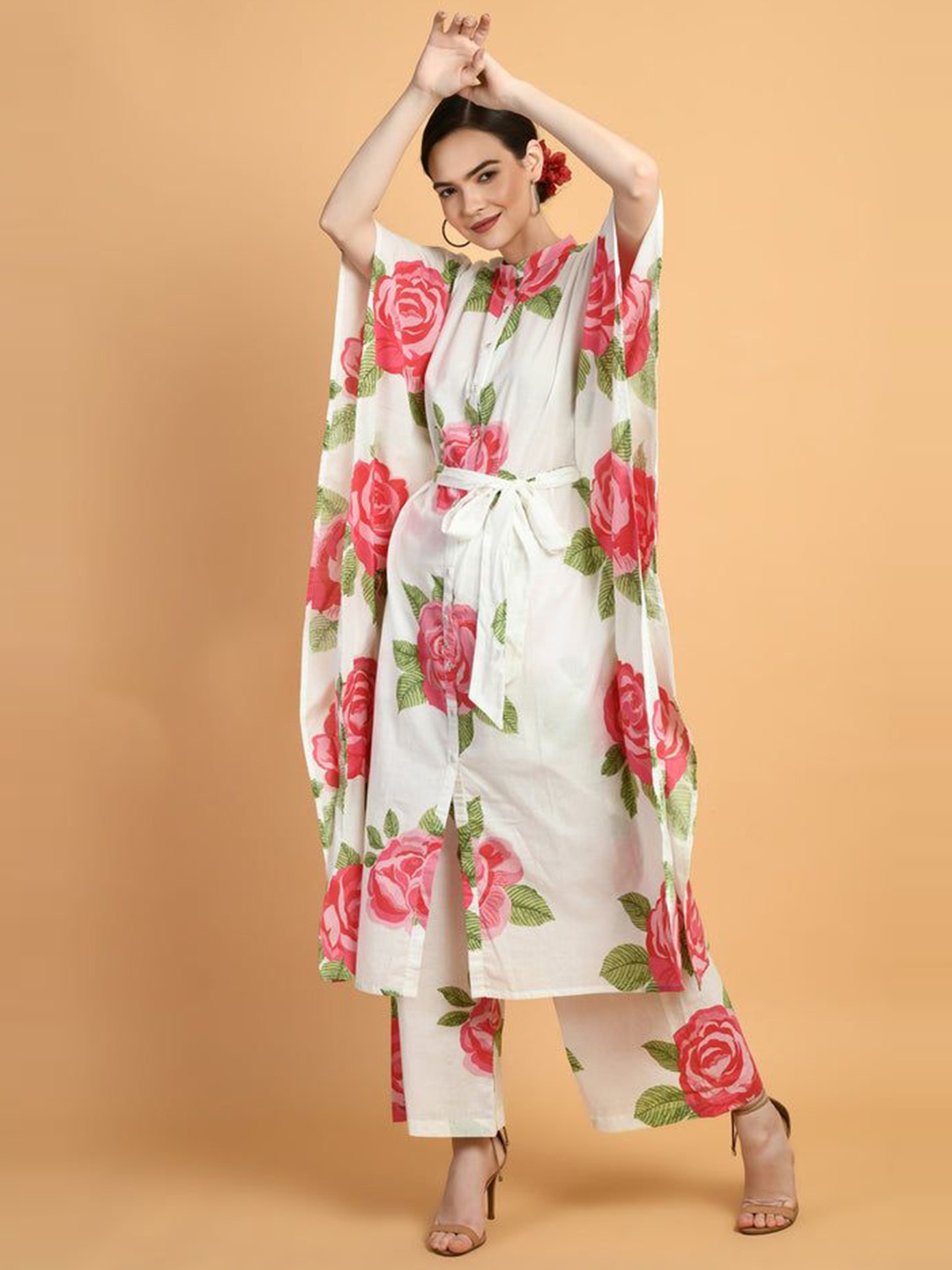 

SEEDS OF FUSION Floral Print A-Line Dress, White