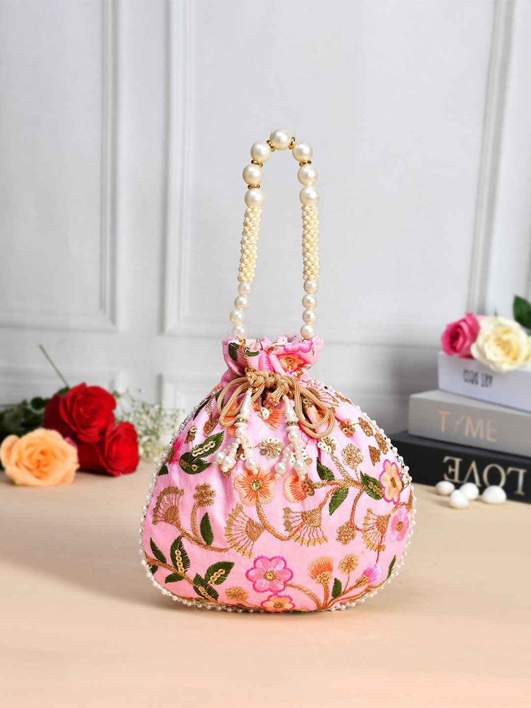 

Kuber Industries Embellished Potli Clutch, Pink