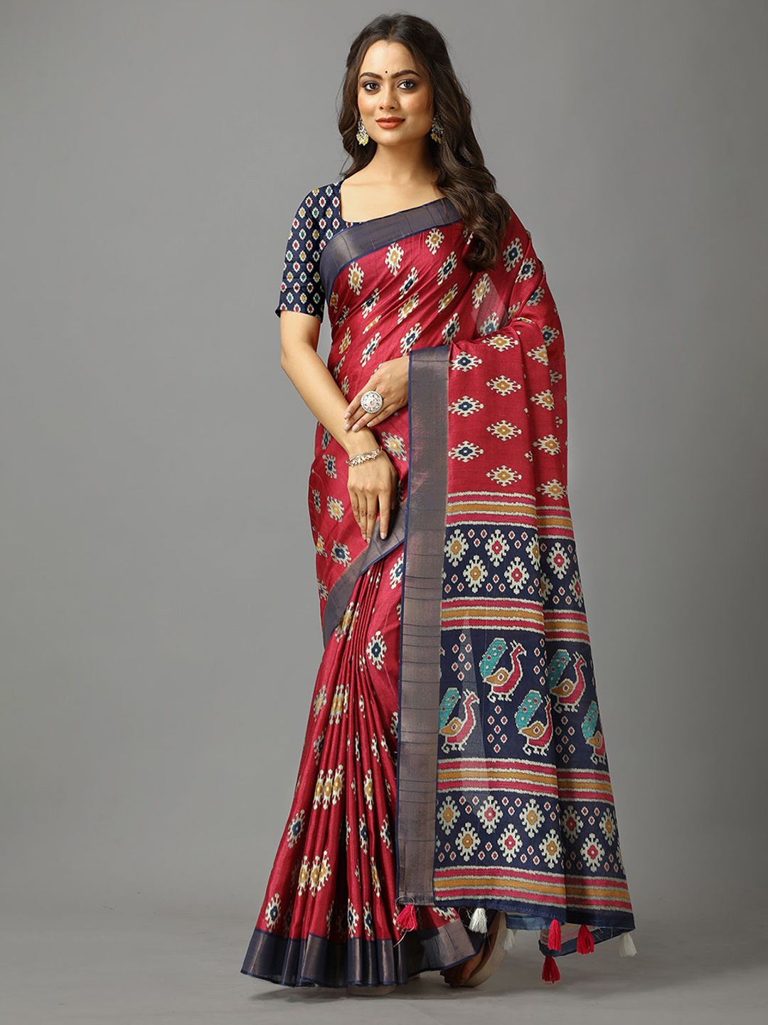 

NIRMAL CREATION Ethnic Motifs Zari Saree, Maroon