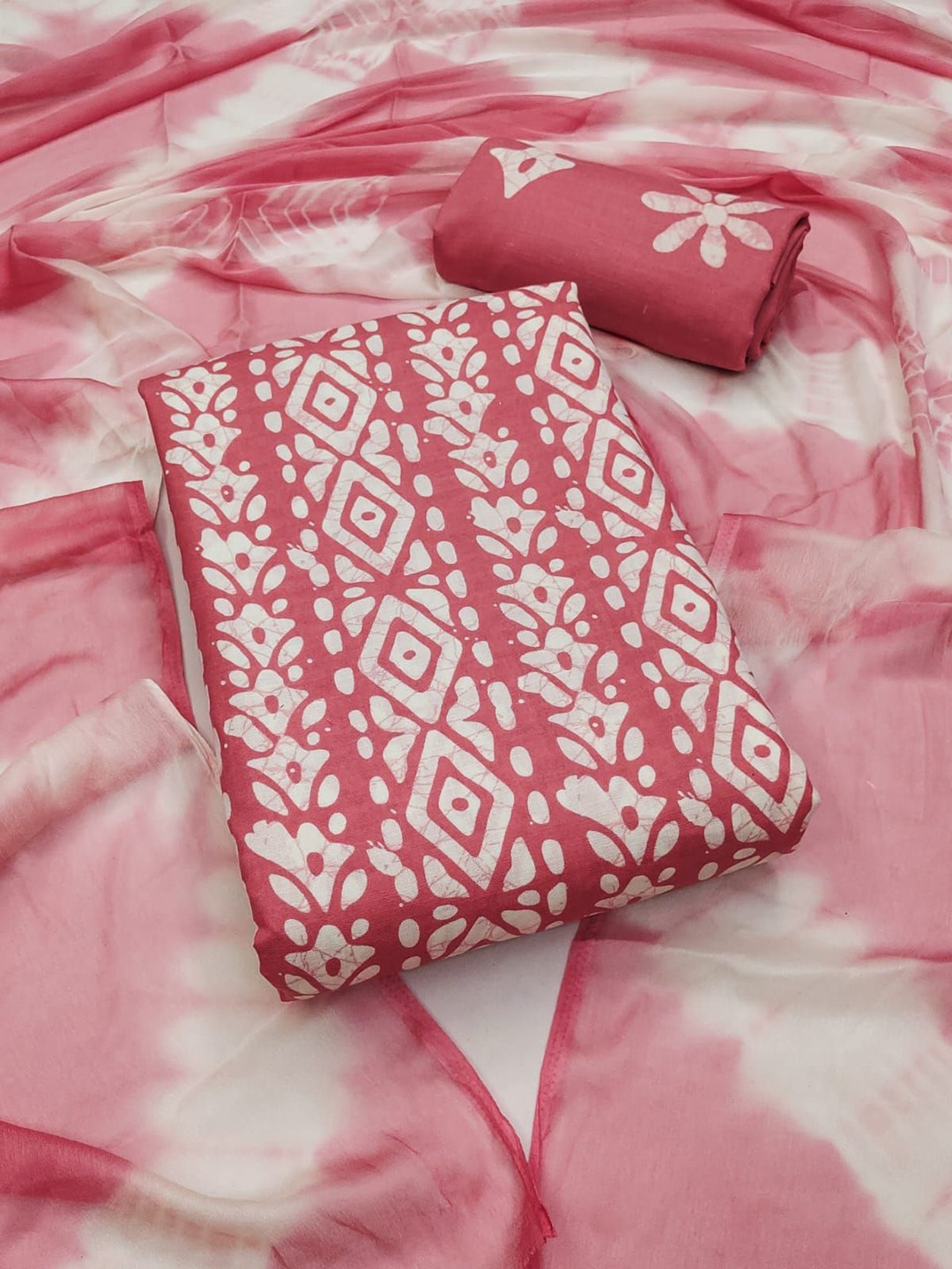 

Rangtulika Ethnics Motifs Printed Unstitched Dress Material, Peach