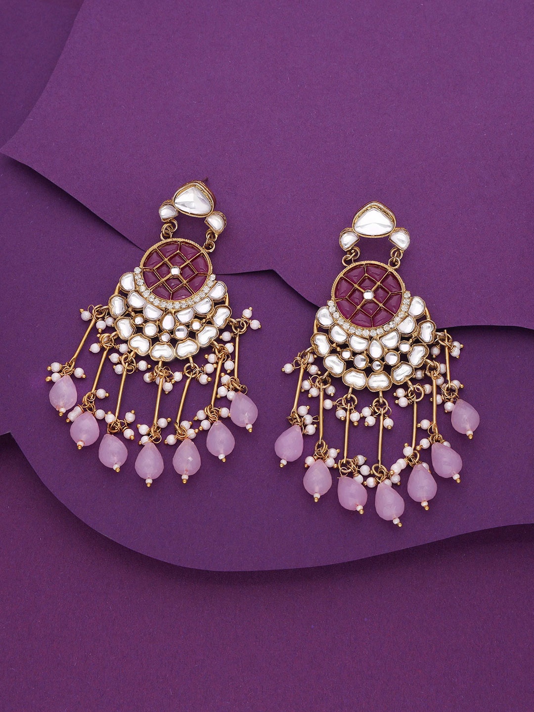 

Anouk Gold Plated Artificial Beads Contemporary Shaped Jhumkas