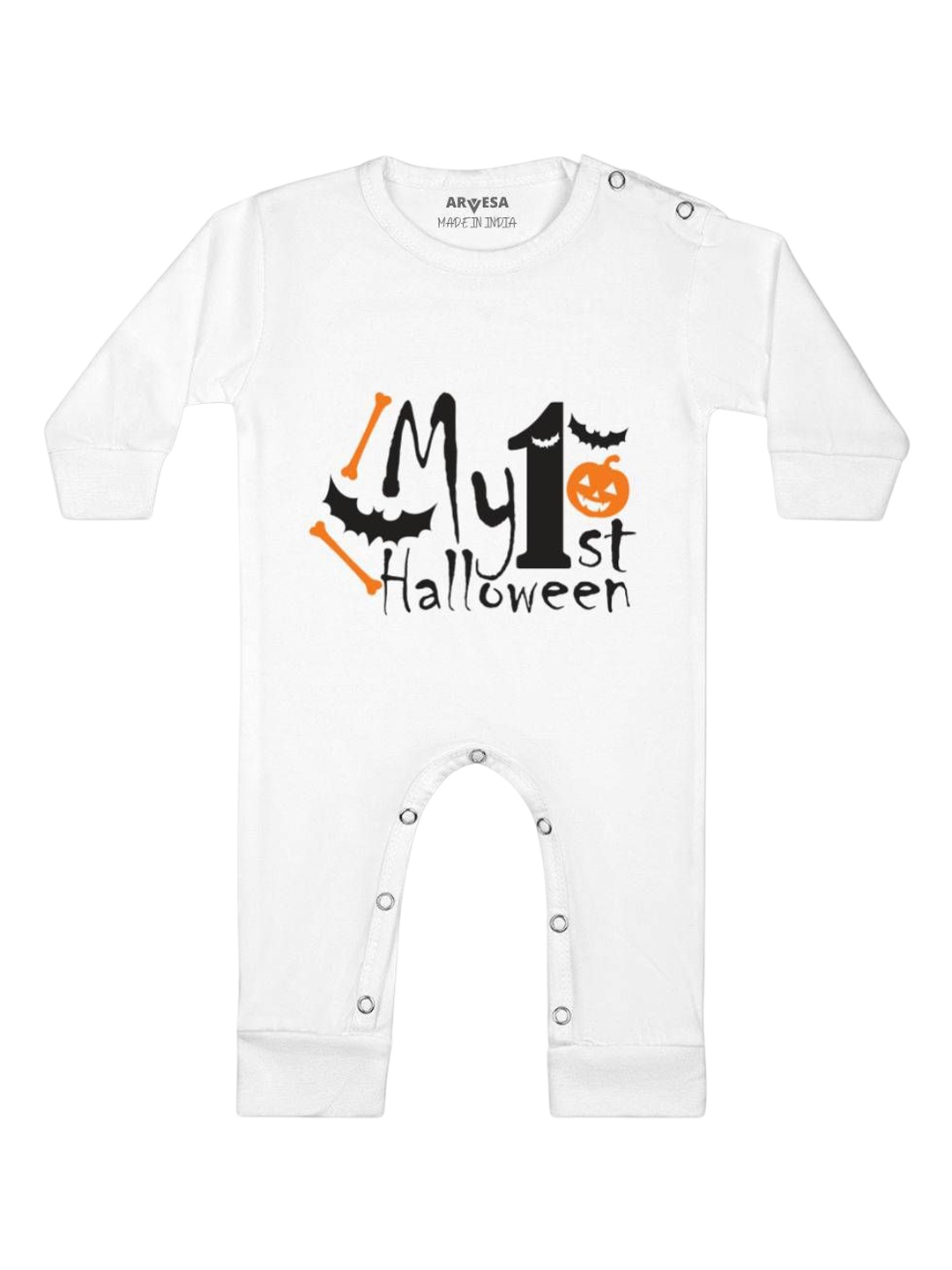 

Arvesa First Halloween Printed Baby Romper, White