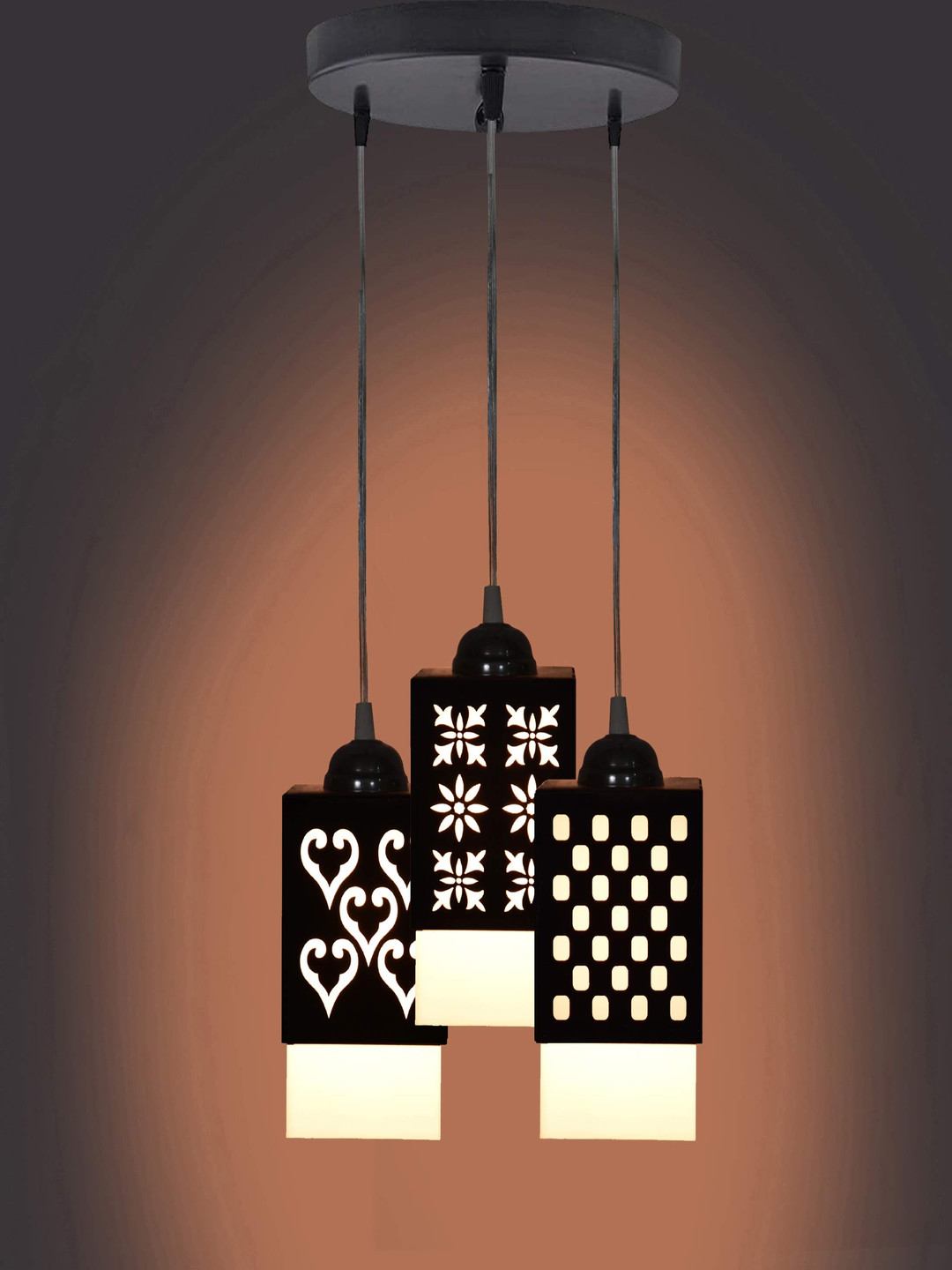 

Gojeeva Black & White Wooden Textured Square Shaped Ceiling Lamps