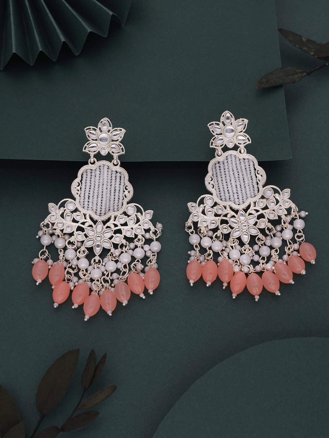 

Anouk Silver-Plated Artificial Beads Contemporary Jhumkas