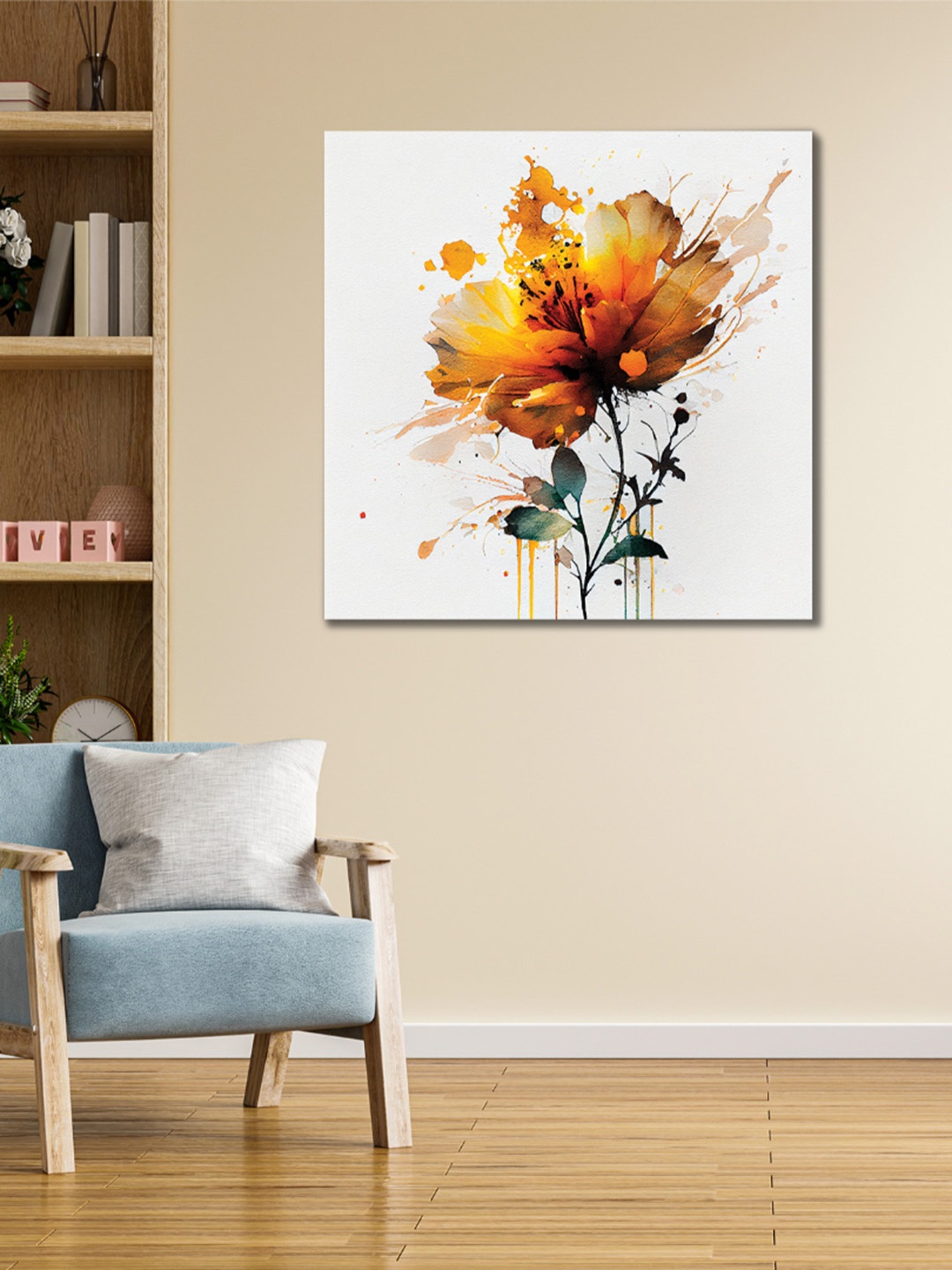 

CVANU White & Yellow Floral Canvas Painting Wall Art