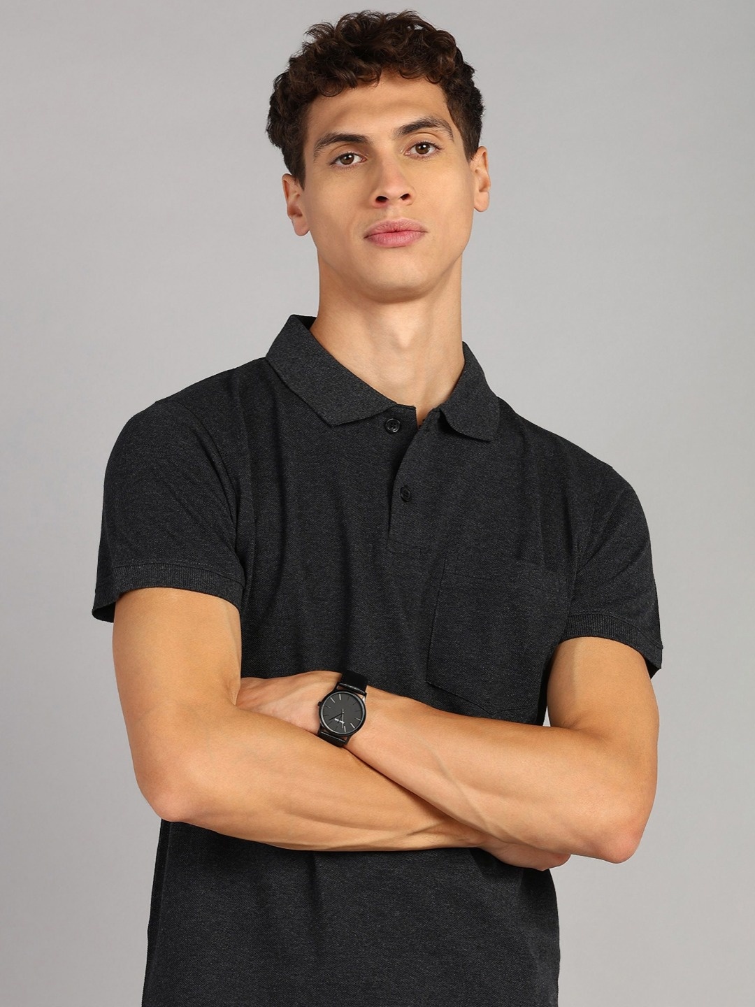 

XFOX Men Polo Collar T-shirt, Grey