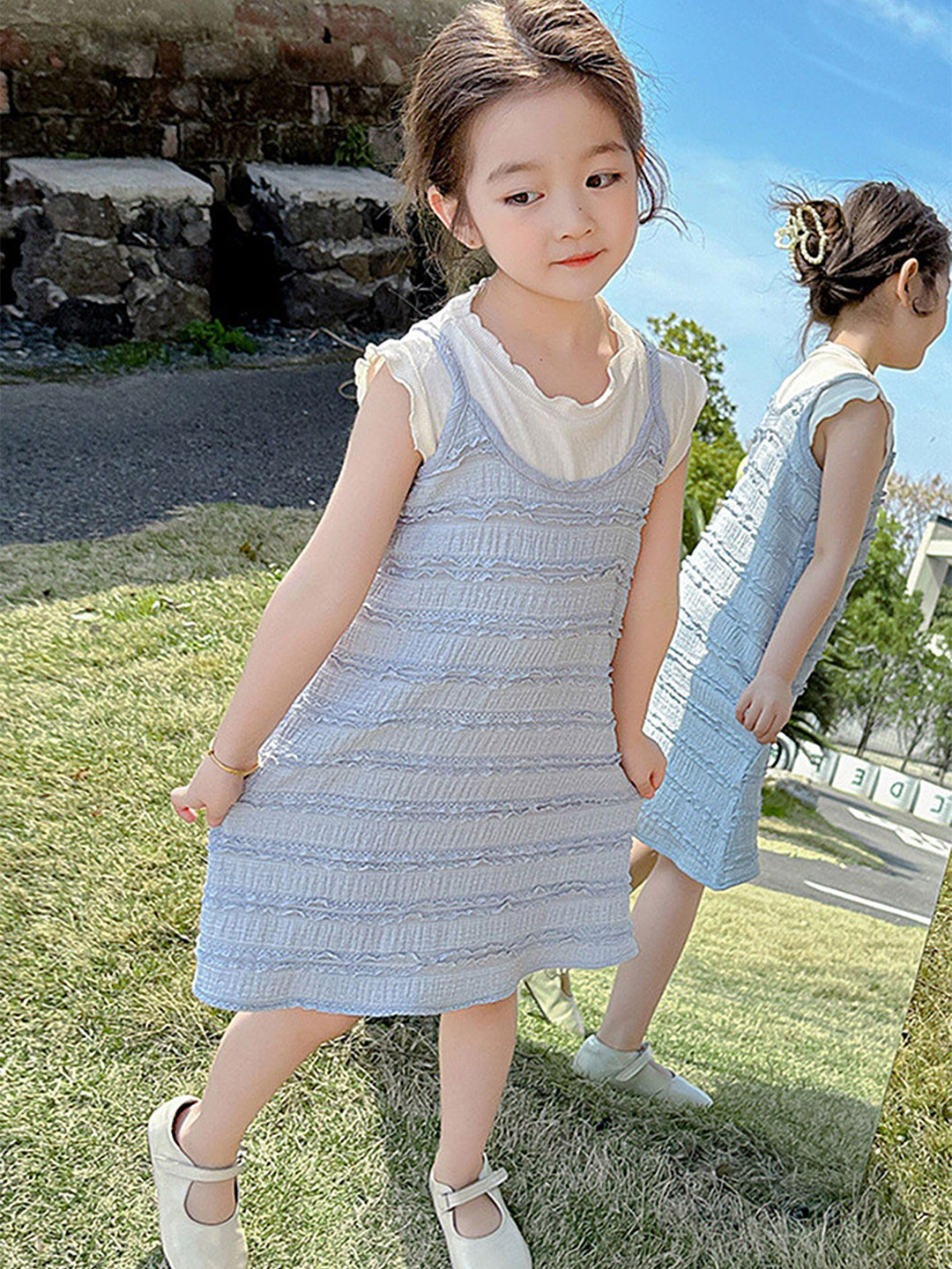 

LULU & SKY Striped A-Line Dress, Blue