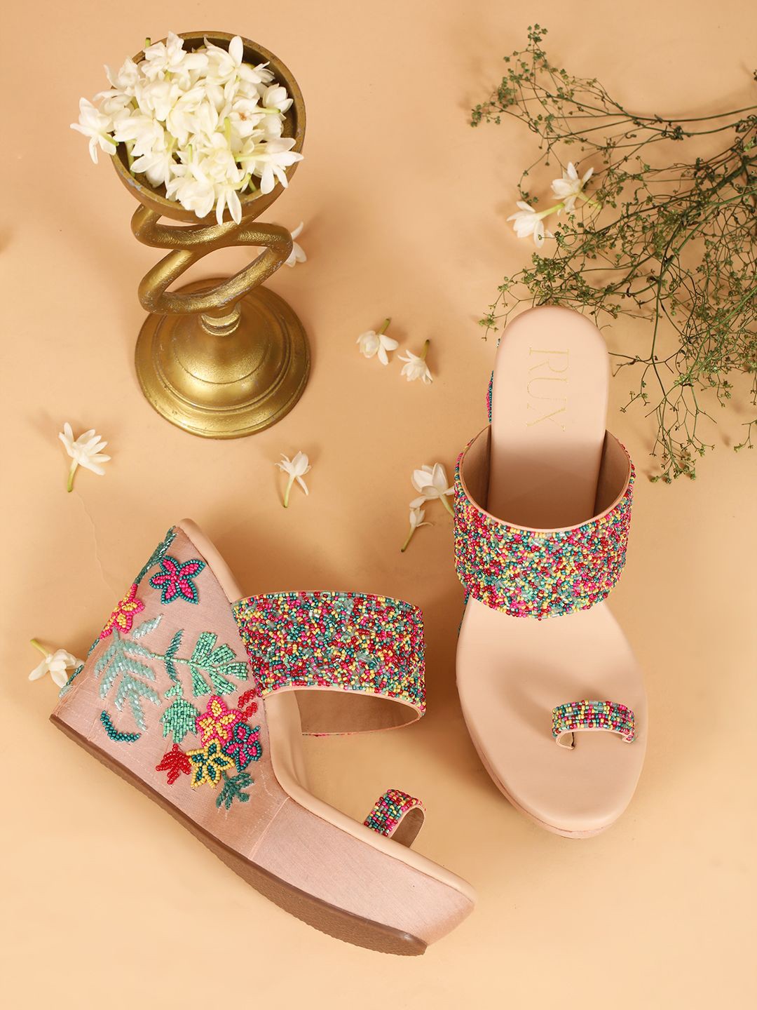 

RUXBYPAYAL Embellished Wedge Sandals, Multi