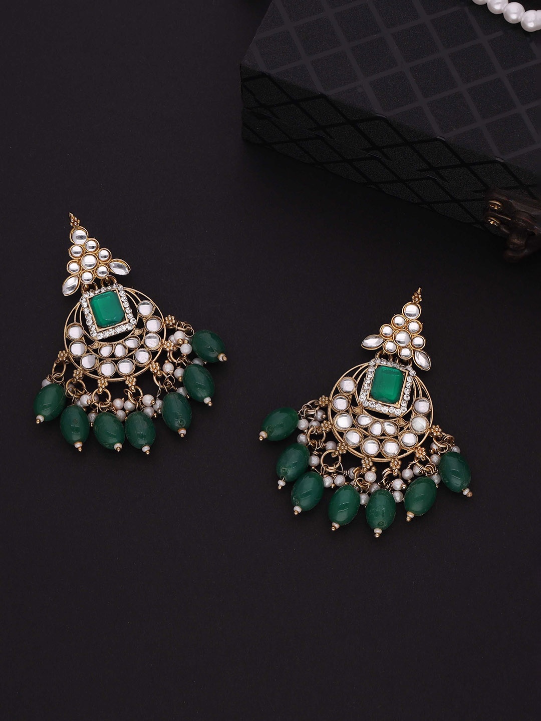 

Anouk Gold Plated Artificial Beads Contemporary Jhumkas