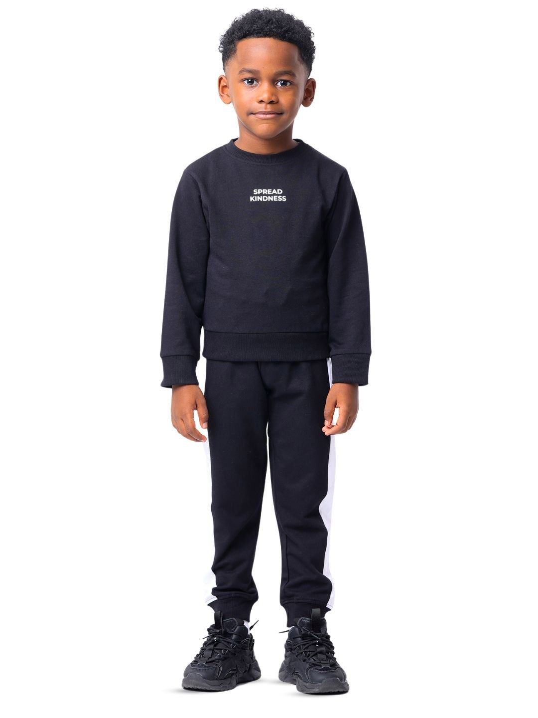 

Nuego Kids Boys Graphic Print Pure Cotton Sweatshirt with Joggers Clothing Set, Black