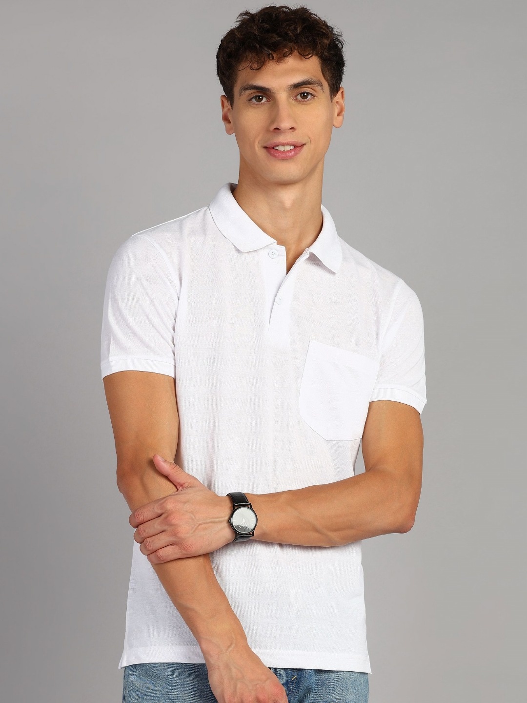 

XFOX Men Polo Collar T-shirt, White
