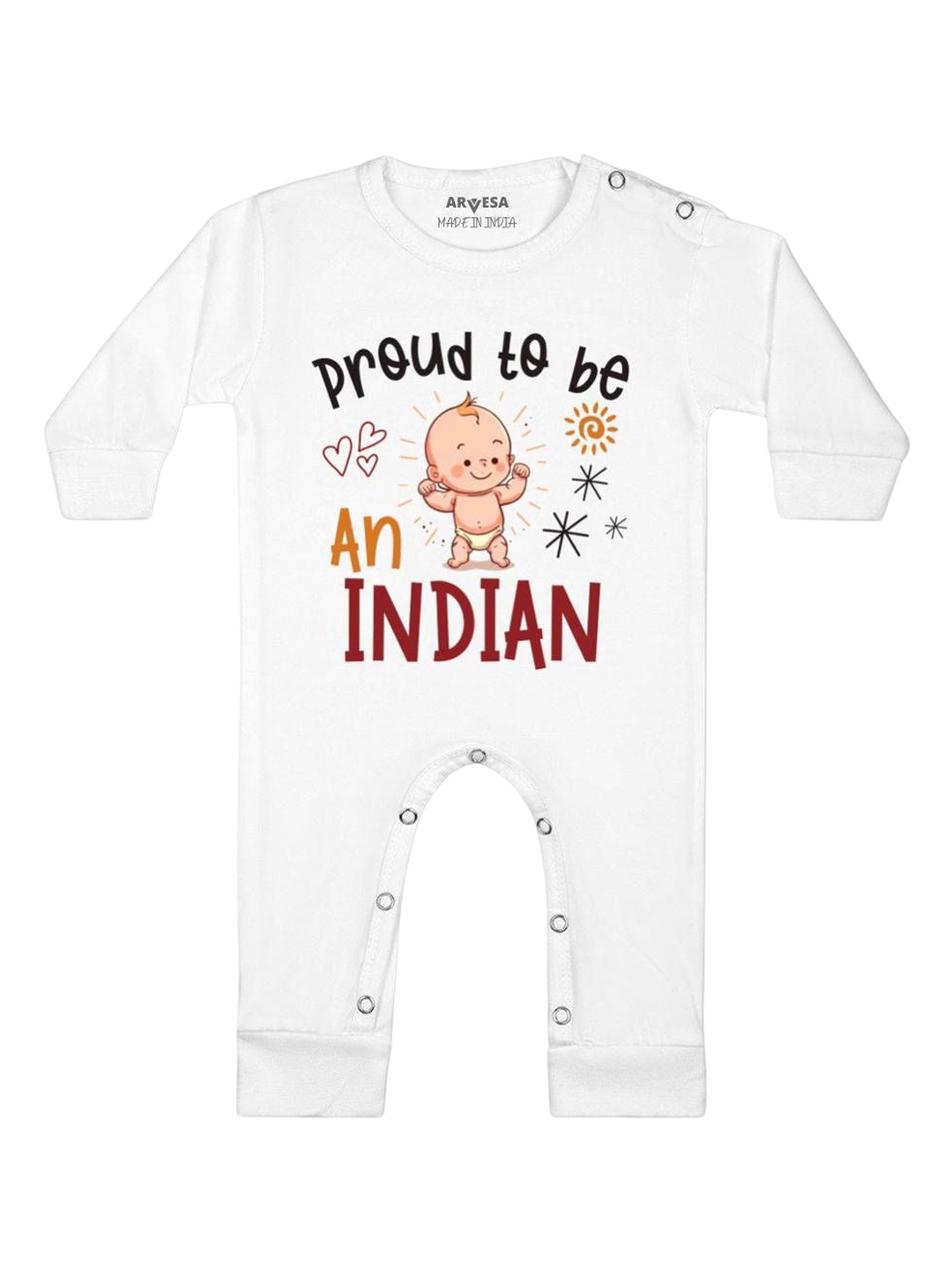 

Arvesa First Republic Day Printed Baby Romper, White