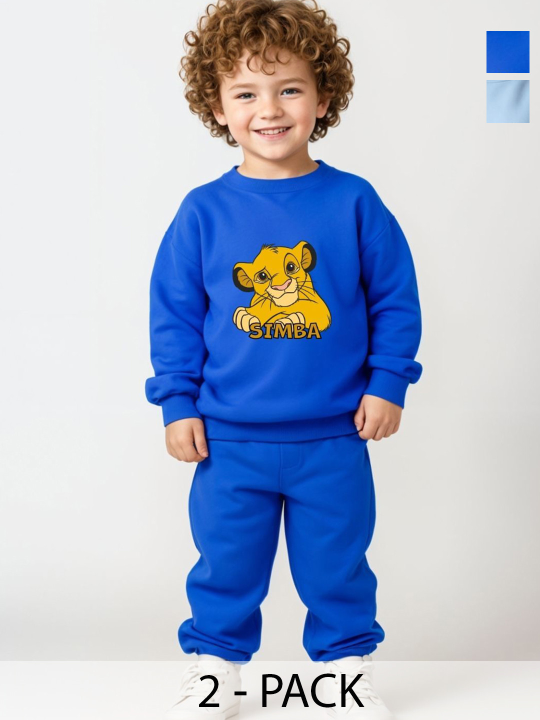 

Minicult Unisex Kids Pack of 2 Printed Pure Cotton Sweatshirt and Joggers, Blue