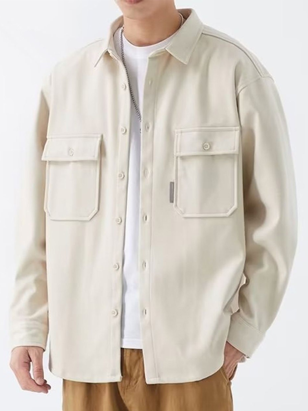 

HERE&NOW Men Opaque Casual Shirt, Beige