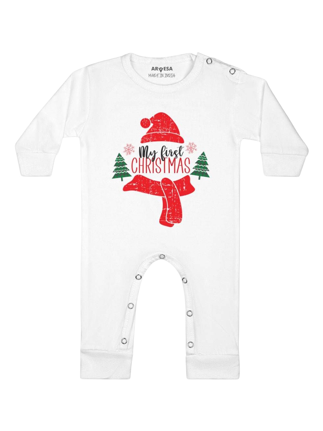 

Arvesa First Christmas Printed Baby Romper, White